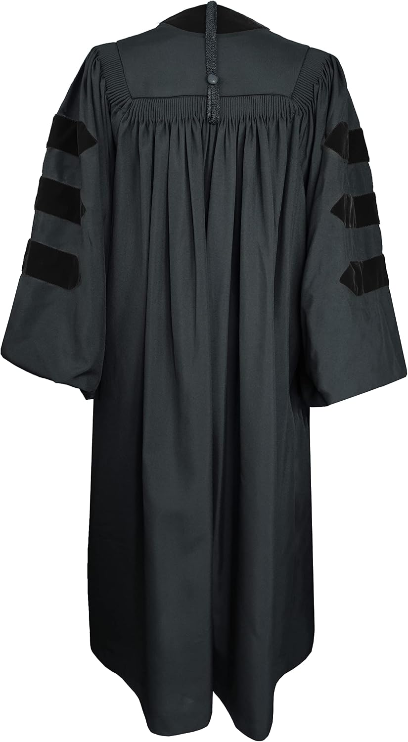 GradPlaza Unisex Graduation Doctoral Gown and 8 Side Tam no Piping