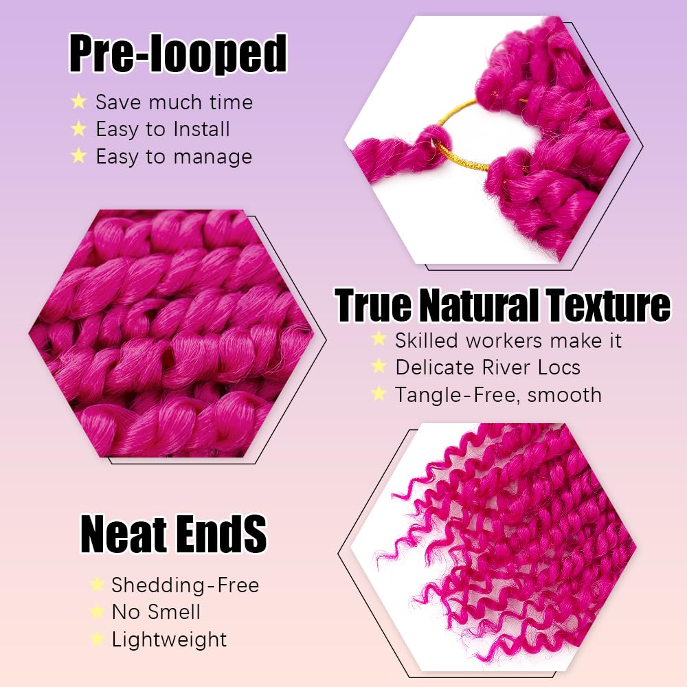18inch Passion Twist Crochet Hair 96 Stands Pre-Twisted Passion Twist Hair 6 Packs Pre-Looped Passion Twists Braids Synthetic Passion Twist Pink Crochet Braids Hair Extensions (808#, 18 inch)
