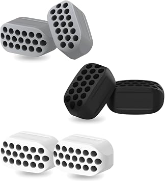Bobolizerch Jaw Exerciser for Men & Women, Silicone Jawline Exerciser Tablets, 6pcs Jaw Trainer for Strengthening Jaw & Neck Muscles, Face Slimming and Jawline Shaper Black Gray White