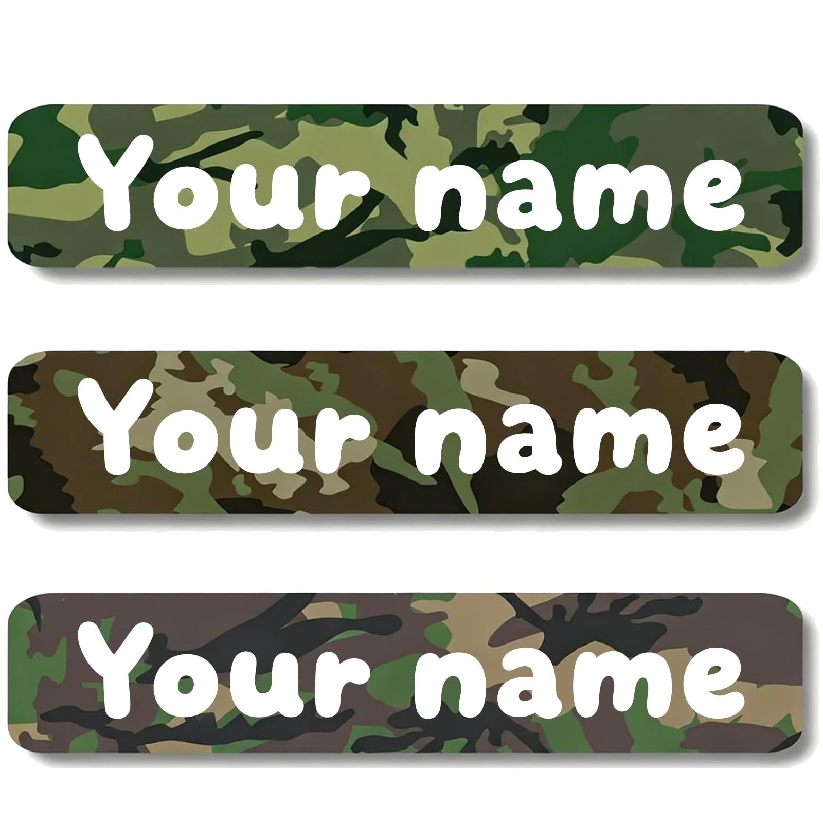 Personalized Waterproof Name Stickers for Kids, Washable Clothing Labels, Durable Name Tags for School, Kindergarten, Lunch Boxes, Books, Toys – Ideal Back to School（Green Camouflage）