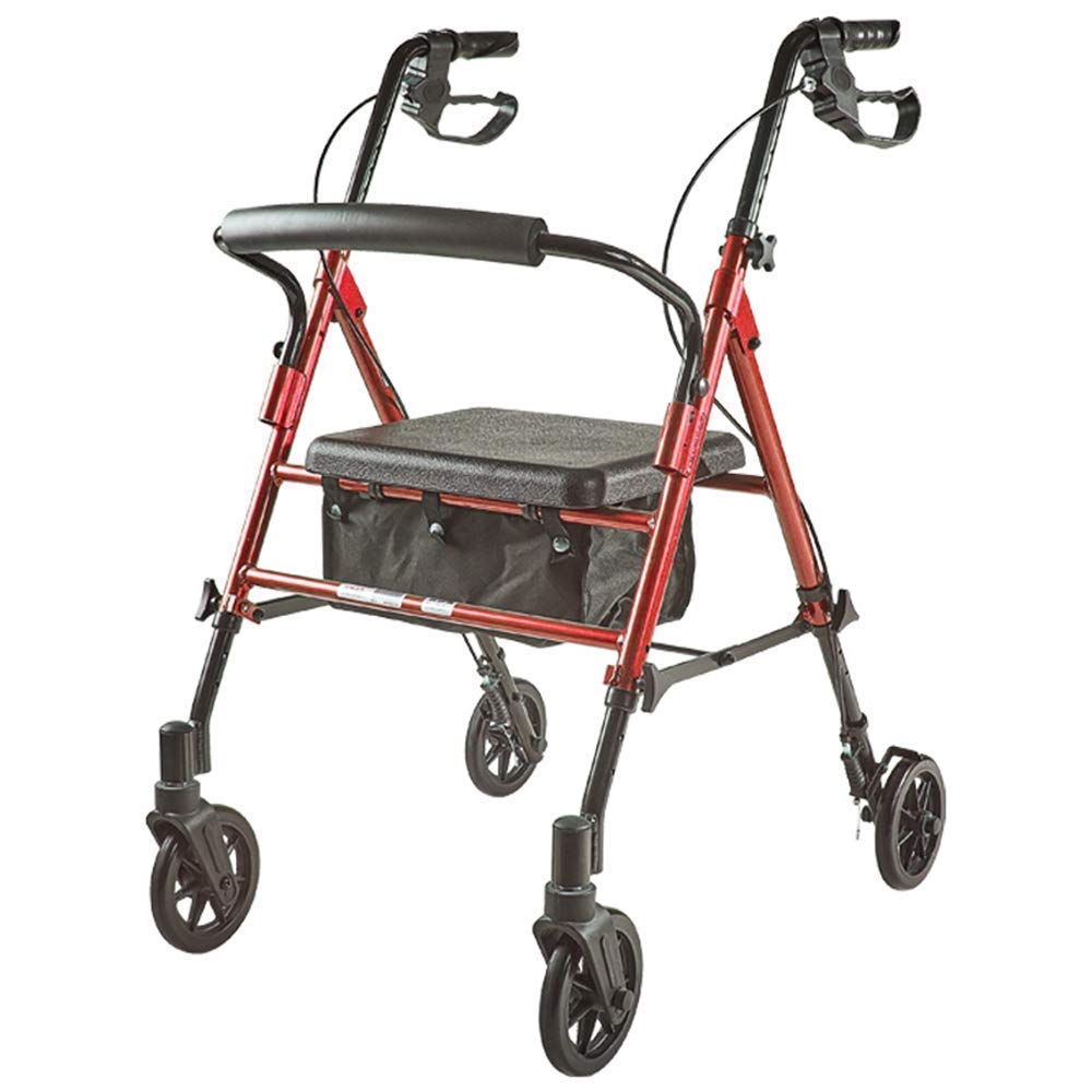 Walker, deambulatore Elettrico per Sedia a rotelle con Sedile e Ruote - Deambulatore Pieghevole e Sedia da Trasporto È così Gentile da Parte Tua, Rosso