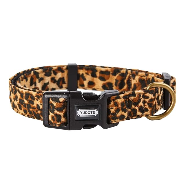 Foto 4 de 7 de YUDOTE Collar de nailon ajustable de alta calidad con elegante estampado de leopardo para perros grandes