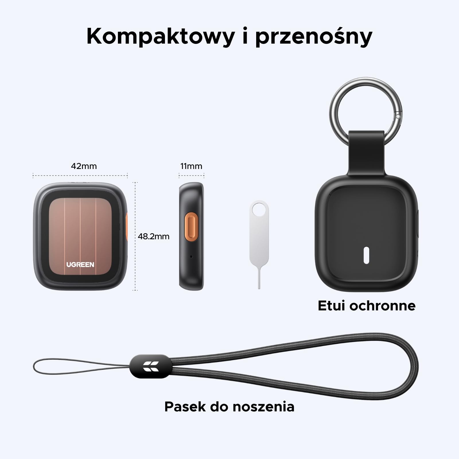 UGREEN FineTrack Pro Solar Finder, lokalizator kluczy kompatybilny z Apple Find My (tylko iOS), tracker do kluczy, bagażu, walizek, paszportów, Bluetooth tracker z energią słoneczną