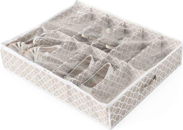 Compactor Underbed Shoe Storage Bag, Anti-Dust, Madison Range, Taupe/White, Polypropylene and EVA, 76 x 60 x H15cm, RAN7469, Non-Woven 75G | Printing By Machine