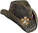 Dorfman Pacific Womens Paper Western Hat w/ Wood Flowers & Tail Feathers