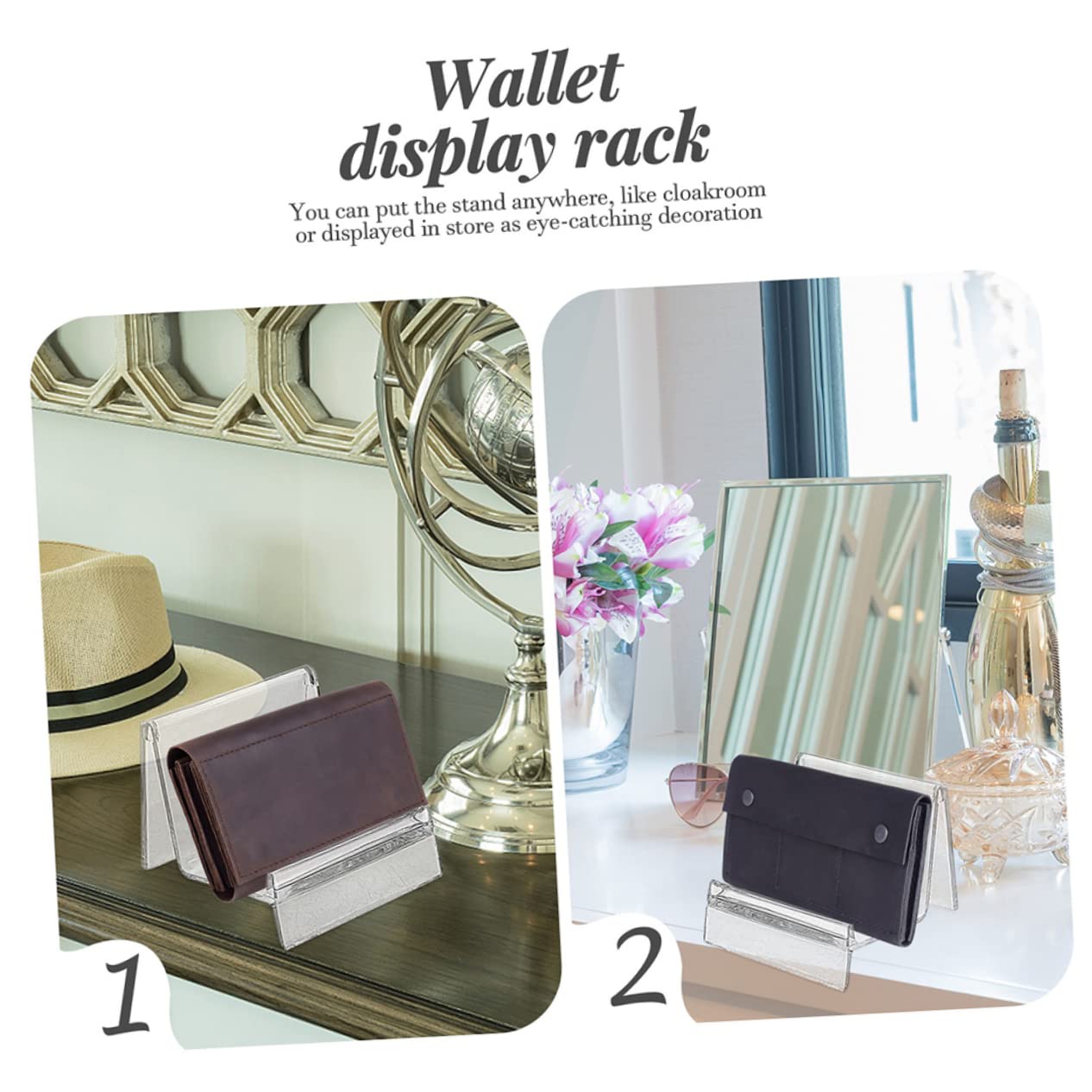 Levemolo 10pcs Silver Wallet Display Stand for Retail Store Desktop Tier Display Rack Holder Shelf