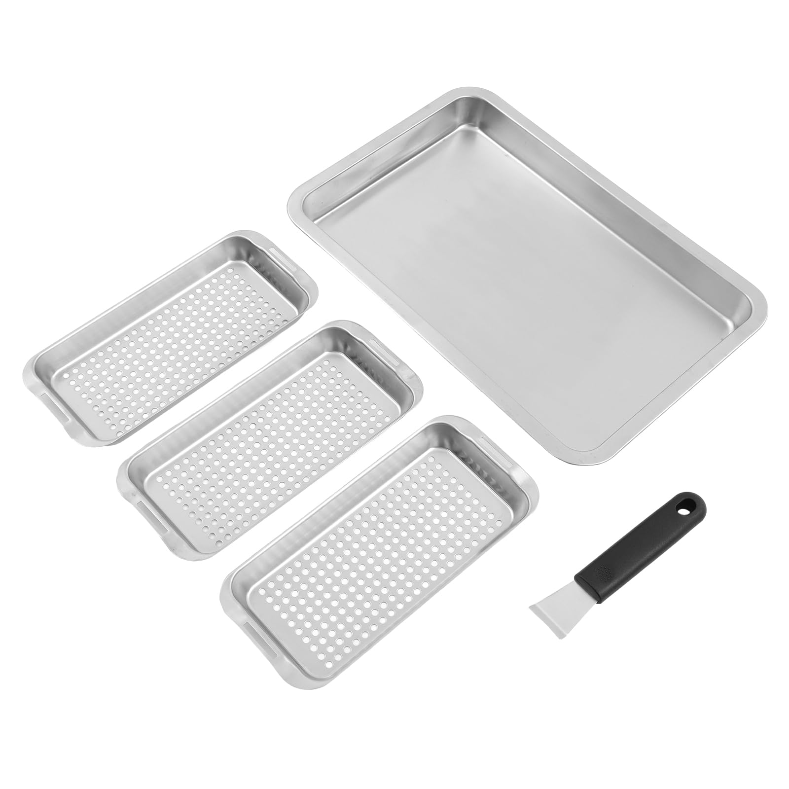 Set di 3 ciotole per barbecue, in acciaio inox, per barbecue, per esterni, accessori per verdure, pesce o carne, griglia per barbecue a gas