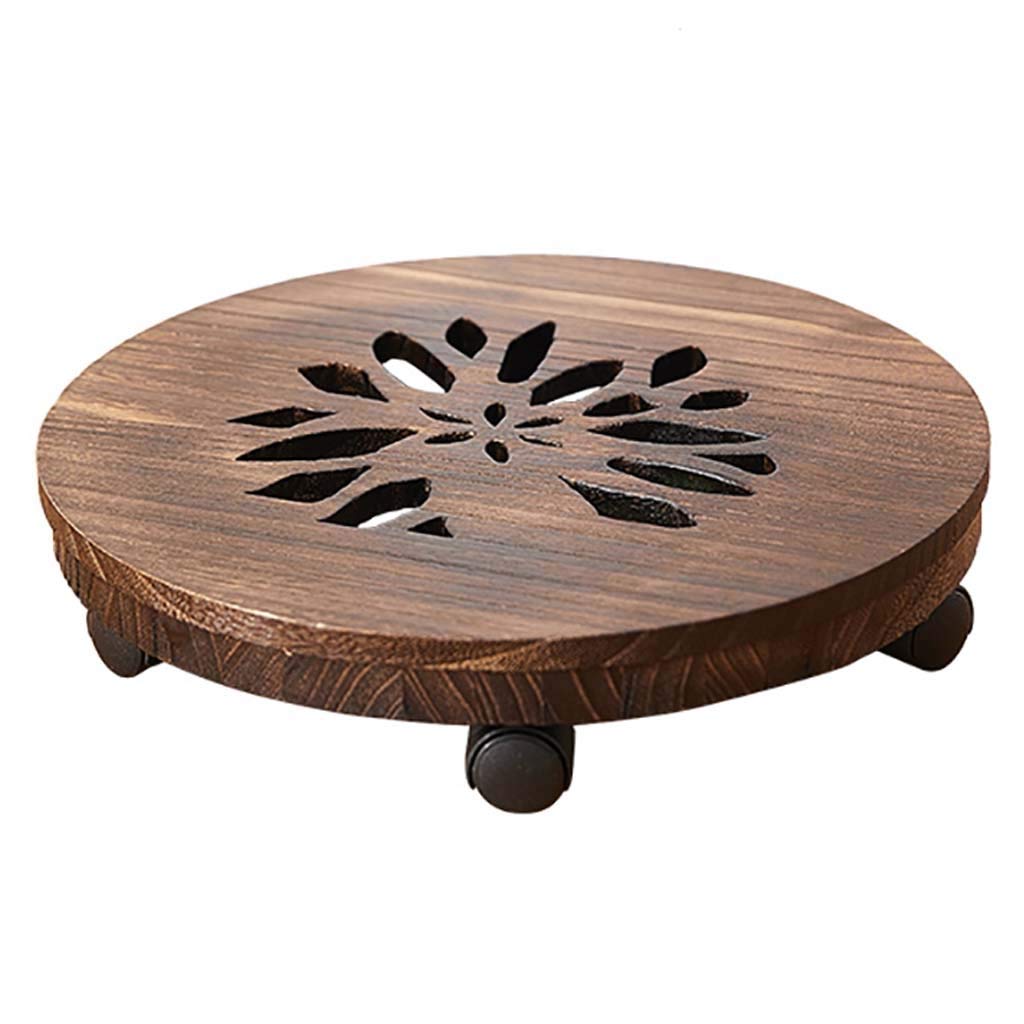 Chariot de jardinière carré roulant en bois carbonisé charge 110 kg