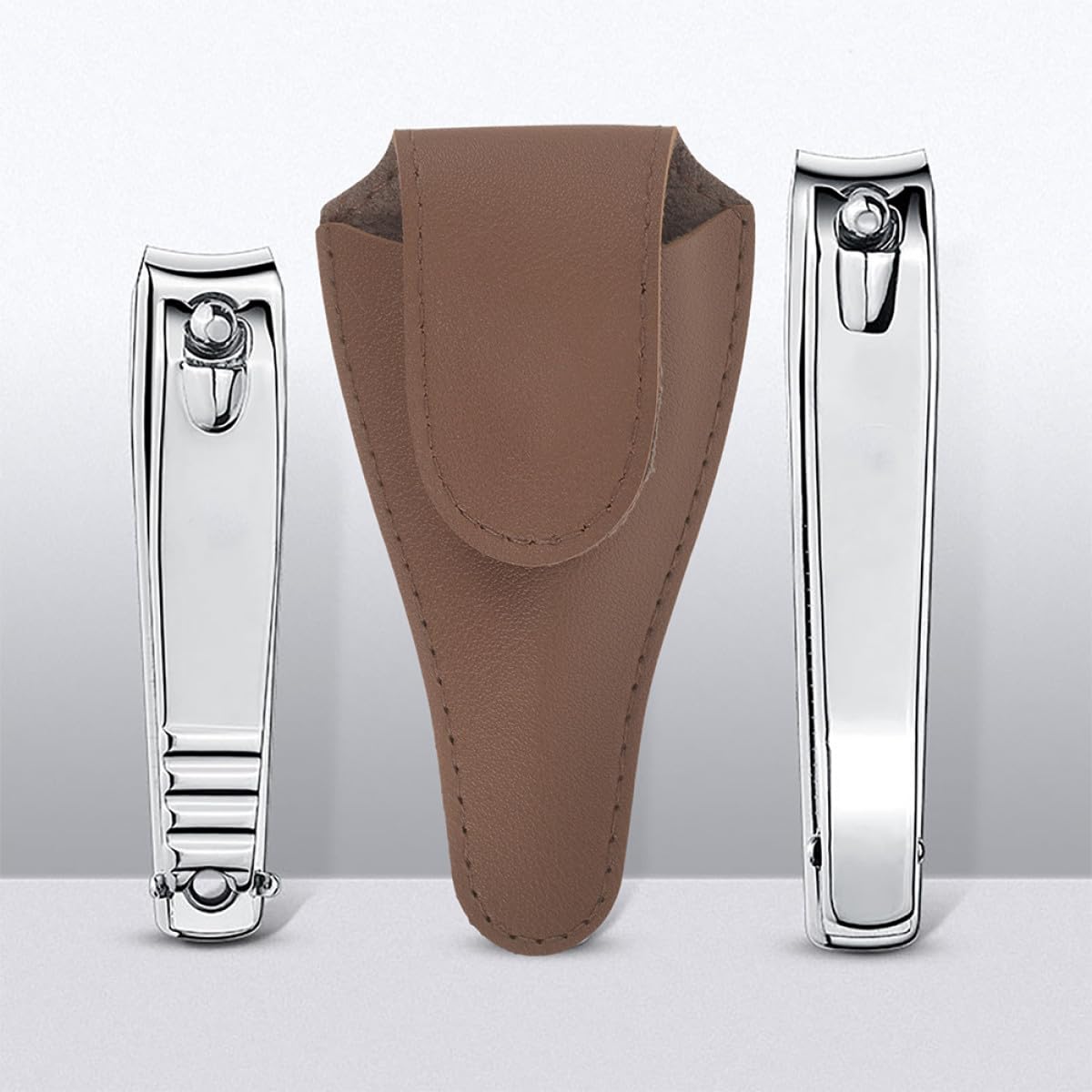 Ipetboom 2 Pcs Pu Leather Cuticle Nipper Cover and Manicure Scissor Protector Set, Deep Brown Nail Trimmer Holder for Professional Hand and Foot Care Tools