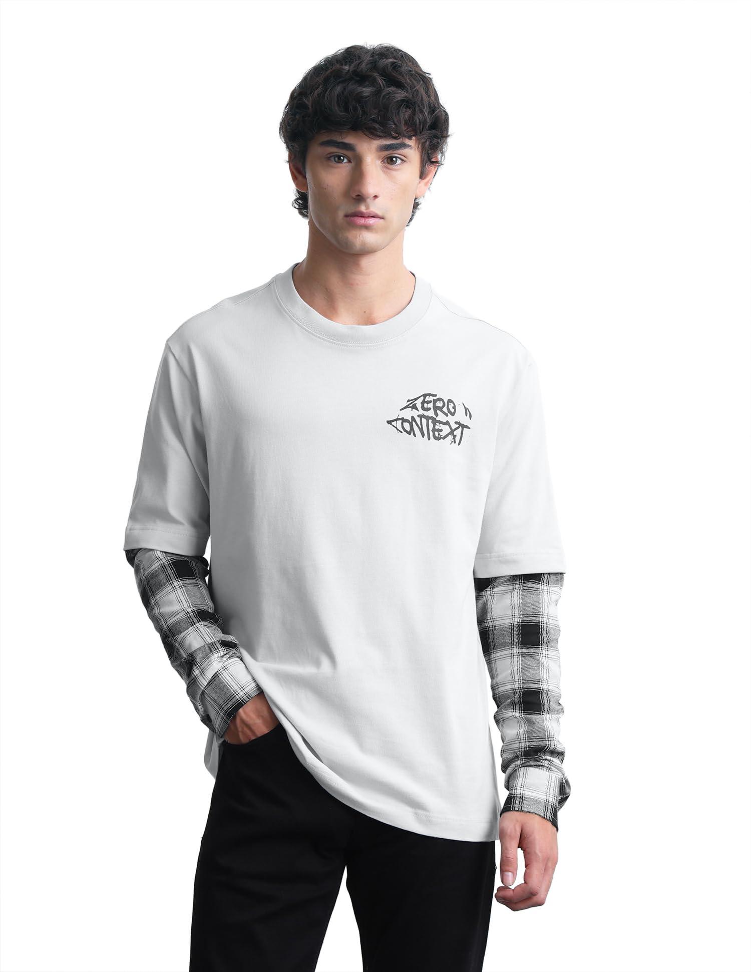 flying machine Men's Oversized Fit T-Shirt | Checked | Tshirt for Man-picture-38