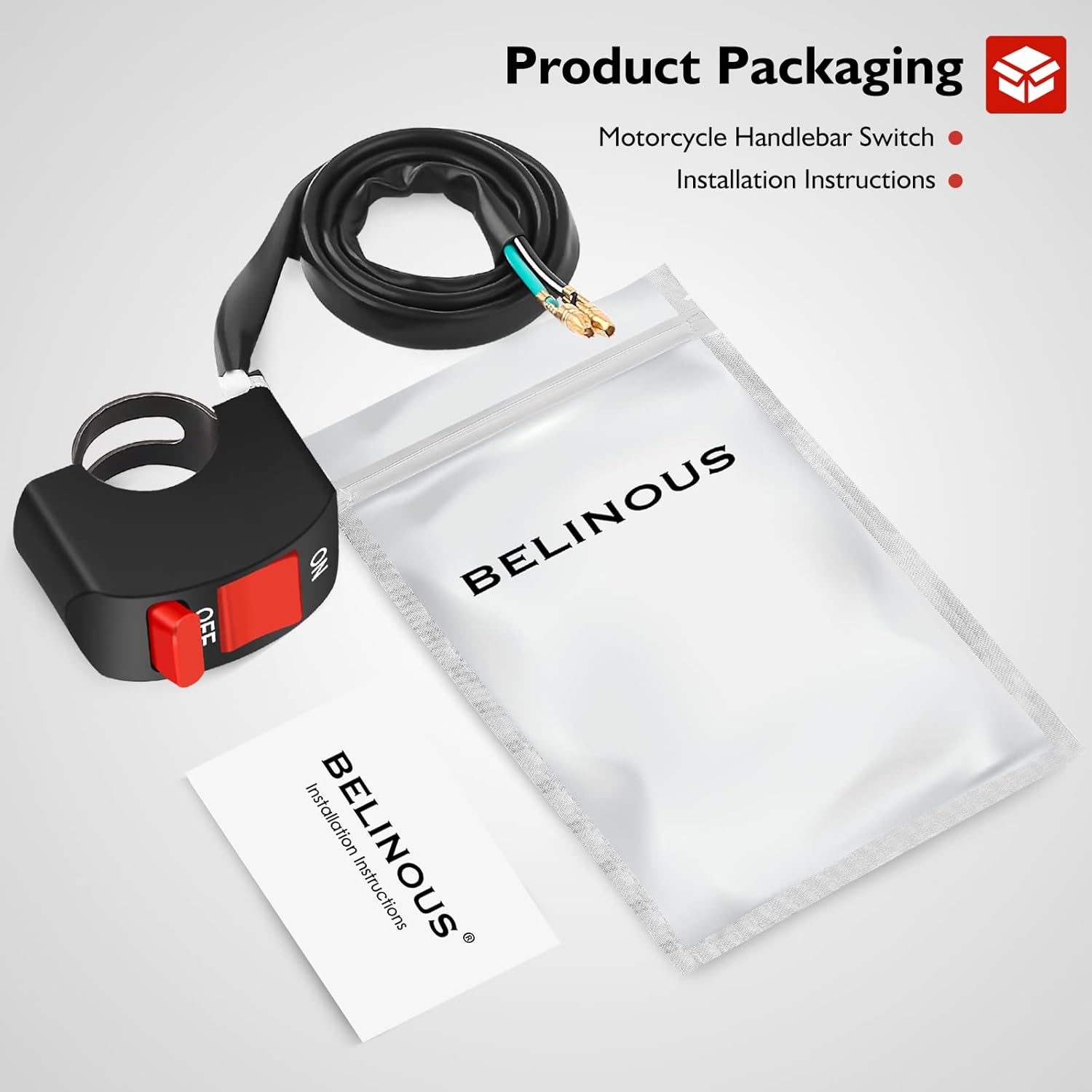 BELINOUS 7/8'' Handlebar On/Off Switch for Motorcycle Dirt Bike ATV LED Headlight Light Bar Driving Running Brake Lights : Automotive