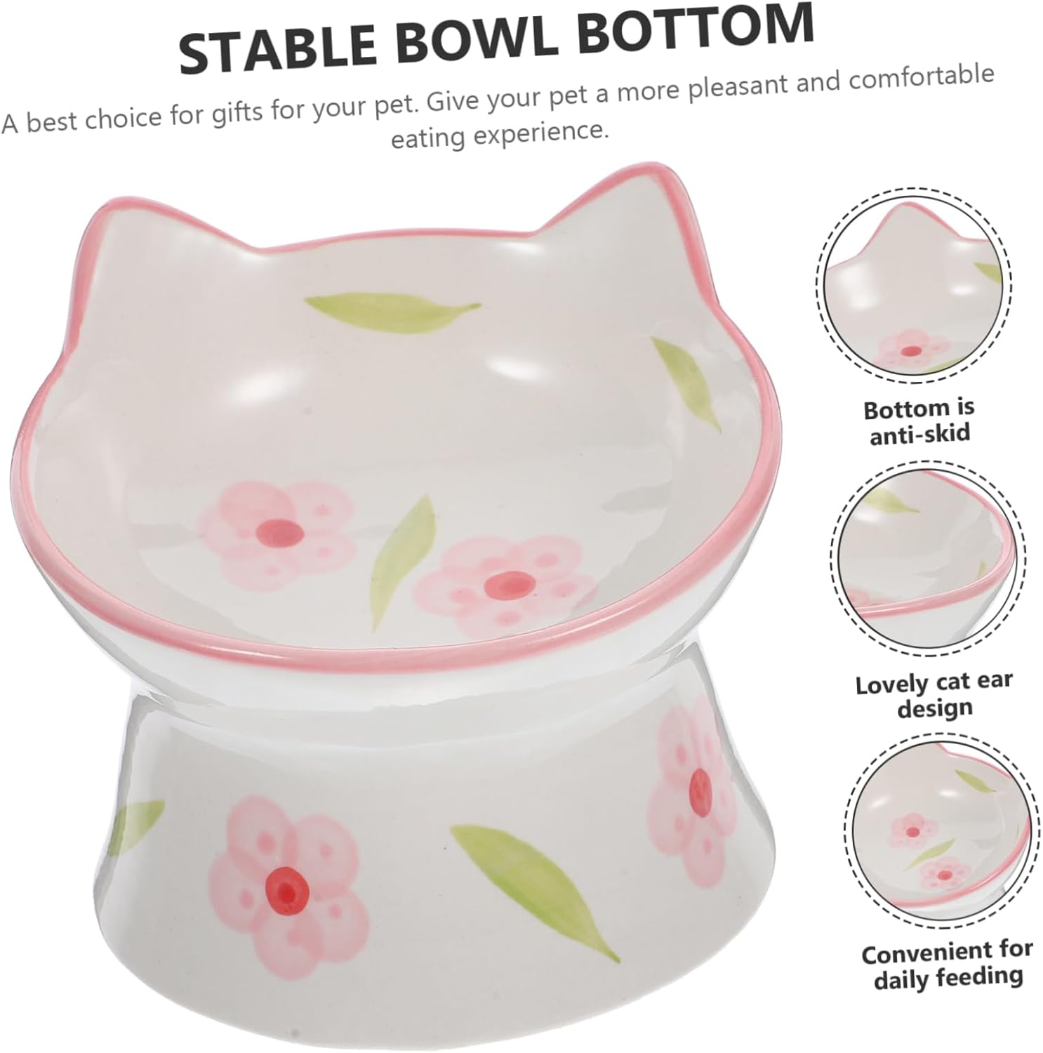 2pcs Capacity Raised Cat Bowl Pet Supplies for Cat and Puppy Feeder Neck Protection Design