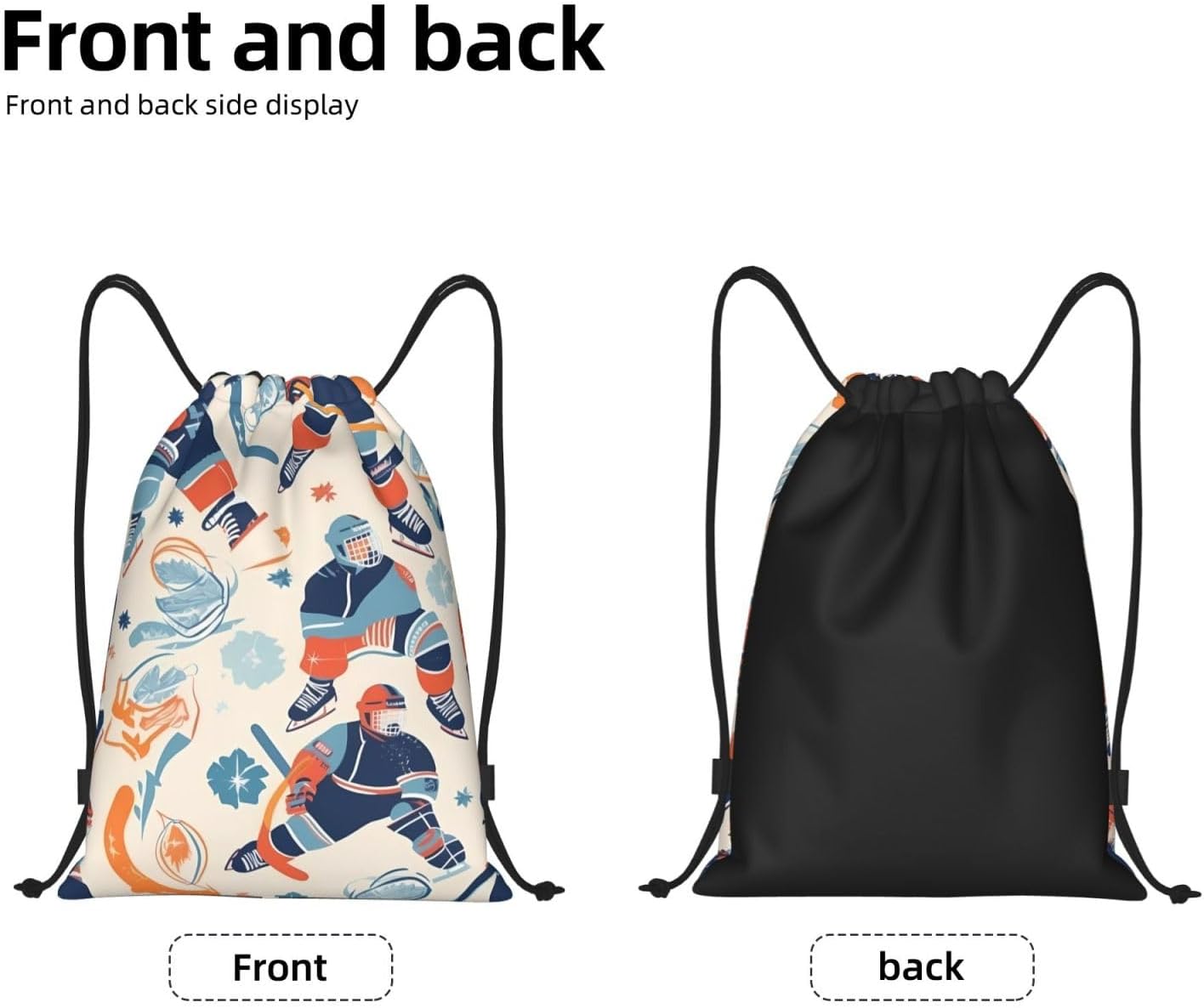 Hockey Elements Creative Patterned Drawstring Bag Waterproof Gym Cinch Sack image 5
