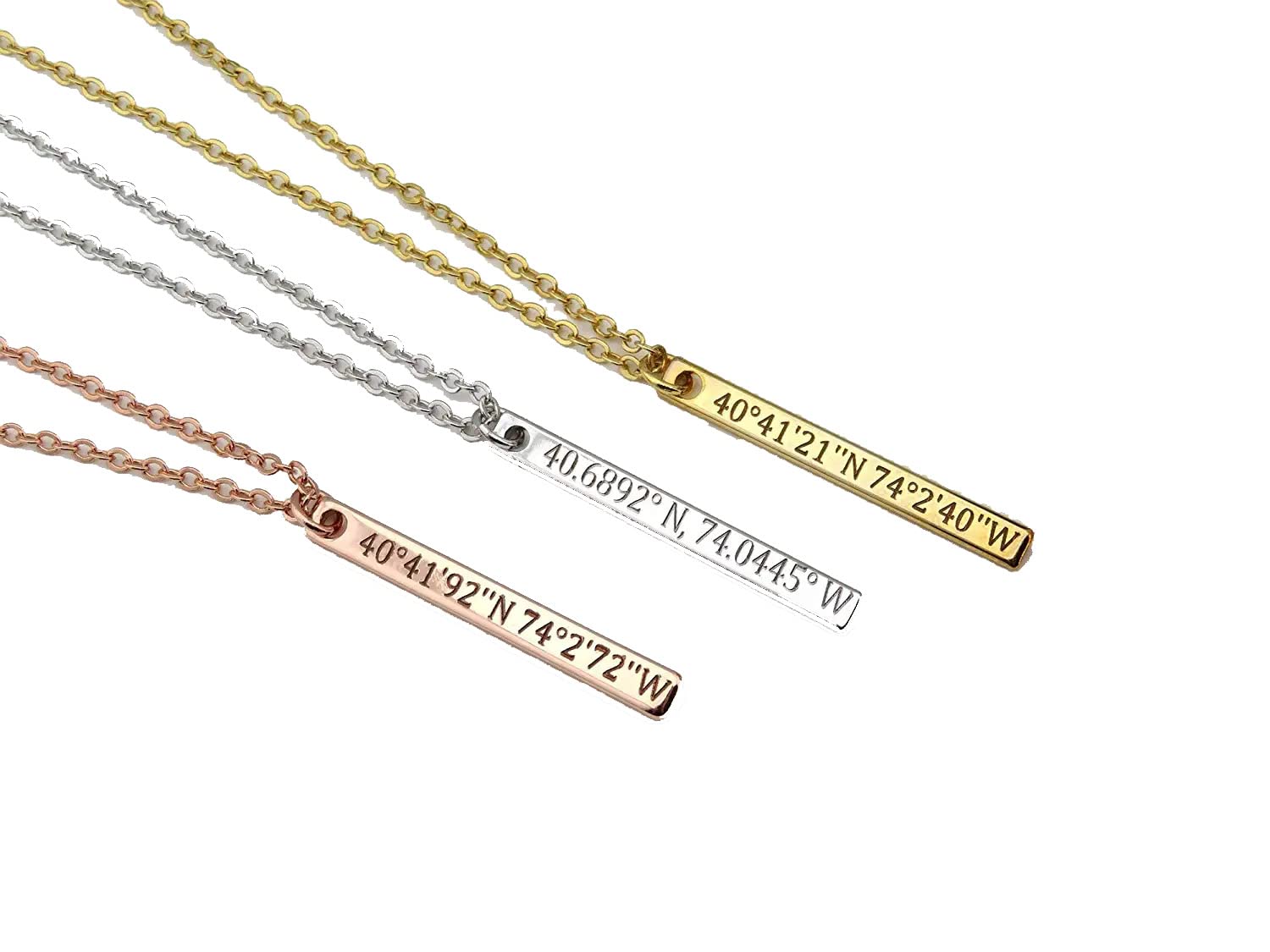Dainty Vertical Bar Necklace Personalized Vertical Custom