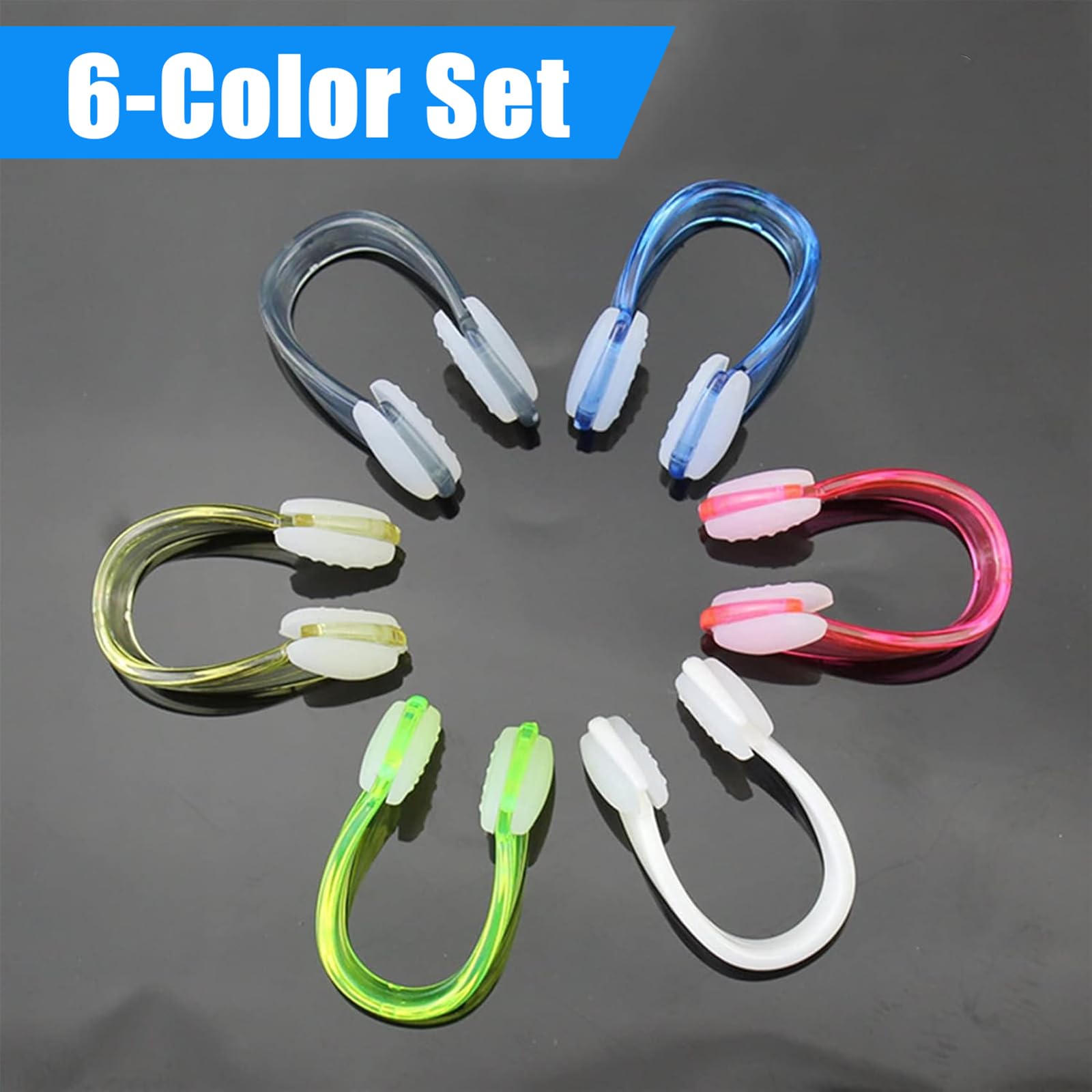 Pinzas de Nariz para Natación,6 PCS Clips de Nariz de Silicona Reutilizables y Antideslizantes para Adultos Niños Principiantes y Buceadores Tapones Nasales para Nadar en Piscina