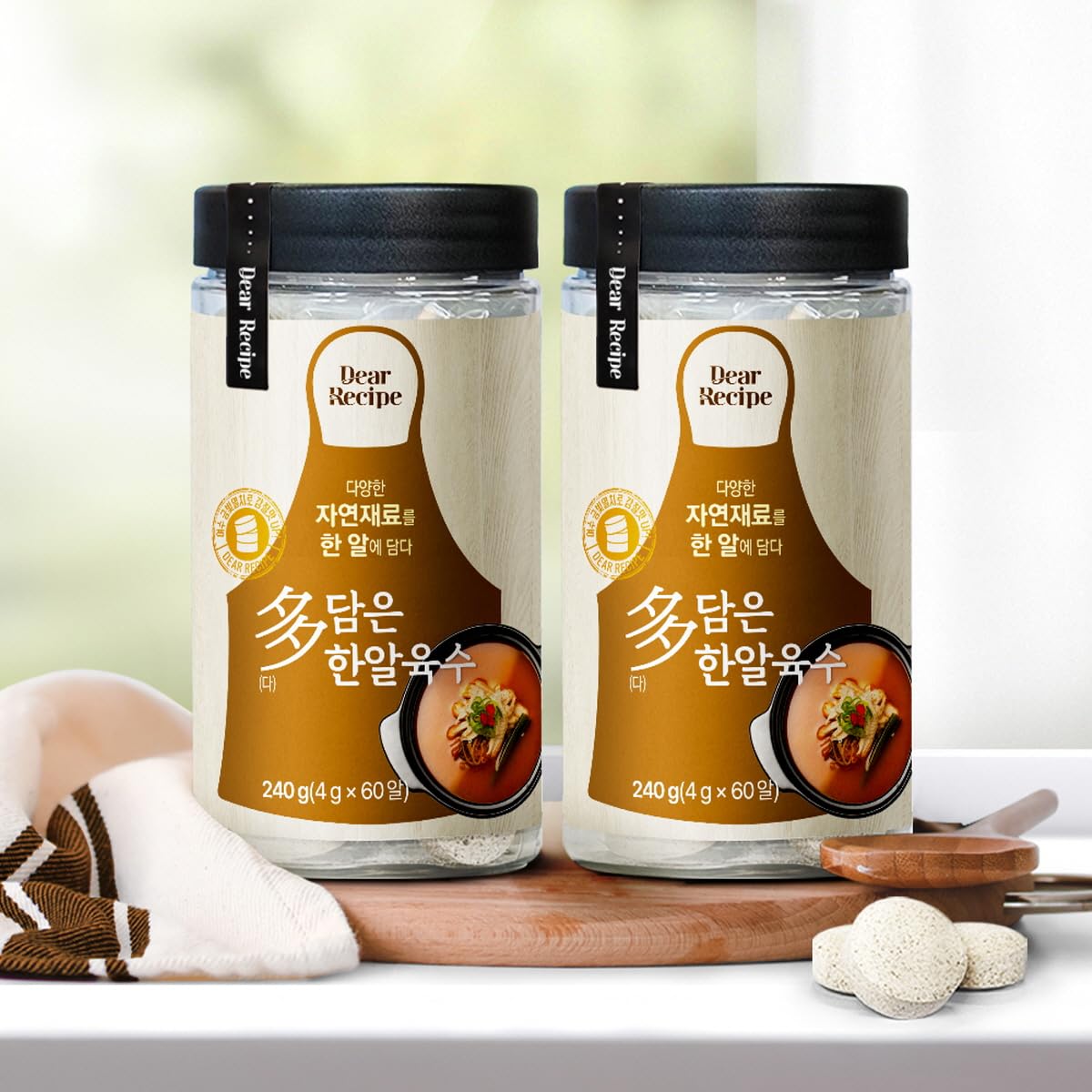 Korean Broth Coins, Large Format, Effortless Cooking, Rich Flavor Enhancer for Soup, Stew, Noodle Made with Natural Ingredients, MSG Free, Convenient Package, 0.14 oz x 60 tablets (One Package, Anchovy)