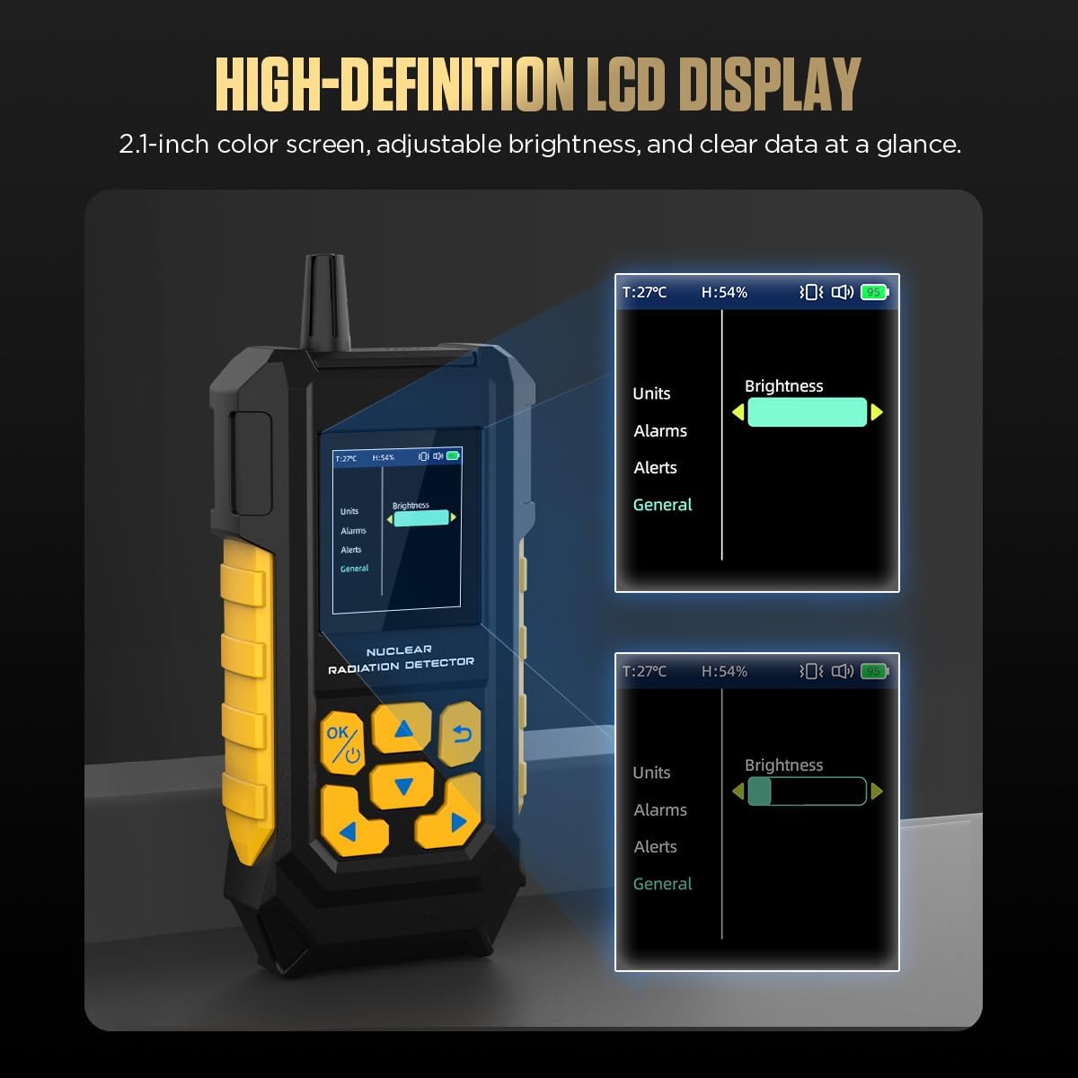 Nuclear Radiation Detector ND300 Geiger Counter Nuclear Radiation Detector Radiation Dosimeter EMF Meter with Detects Y&X-Rays,Multiple Data,Real Time Data Curve,5 Dosage Units,Sound/Vibration Alarm