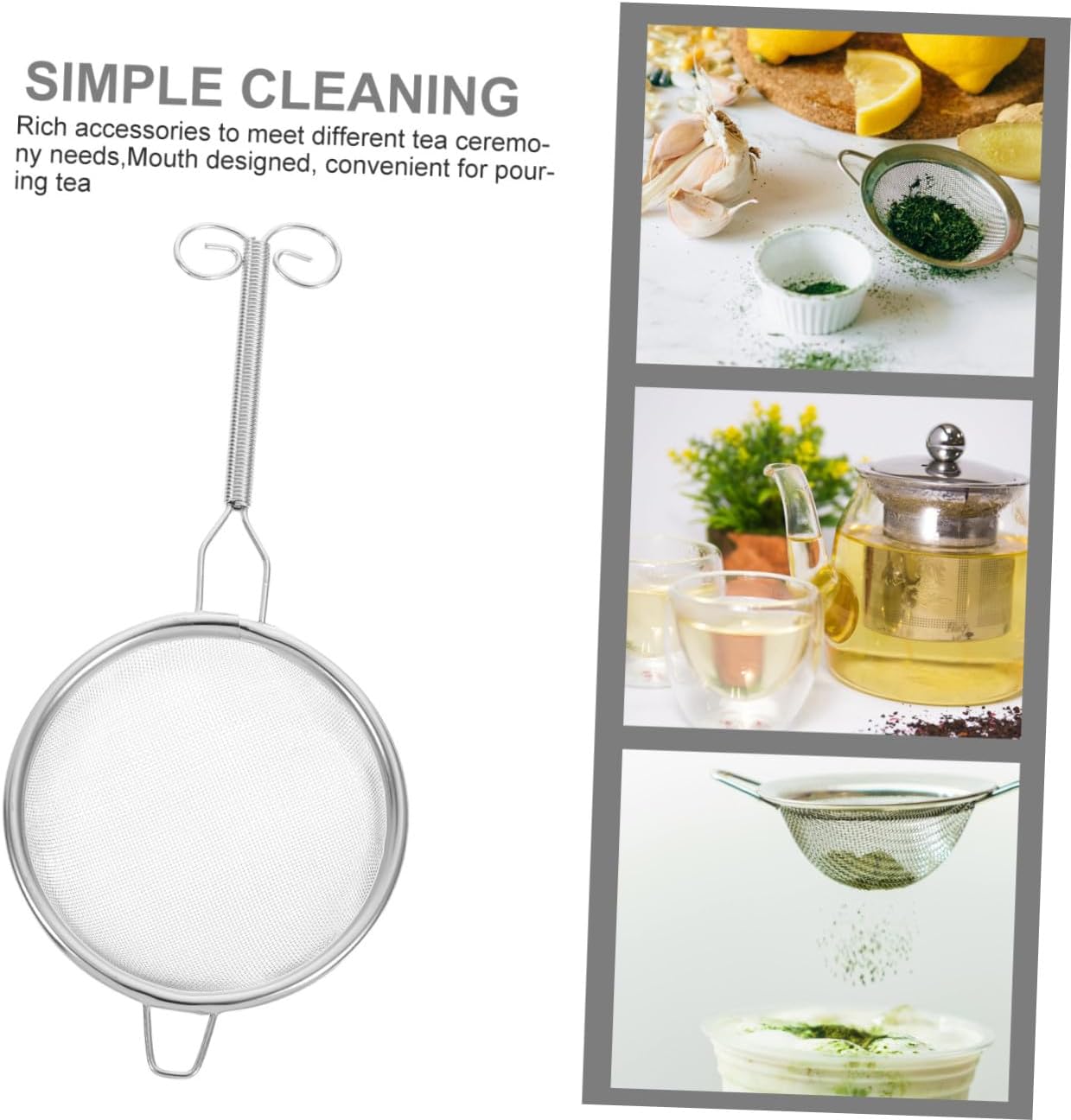 VALICLUD Stainless Steel Mesh Tea Strainer Spoon 7Cm Diameter Fine Loose Tea Filter Long-Handled Infuser Scoop for Brewing