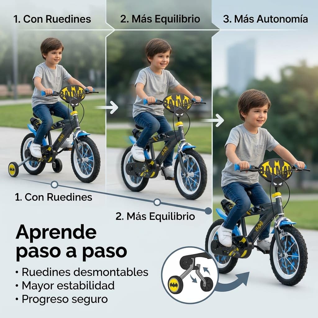 TOIMSA Bicicleta 14" Batman 4/6 Ños, Multicolor, 14913