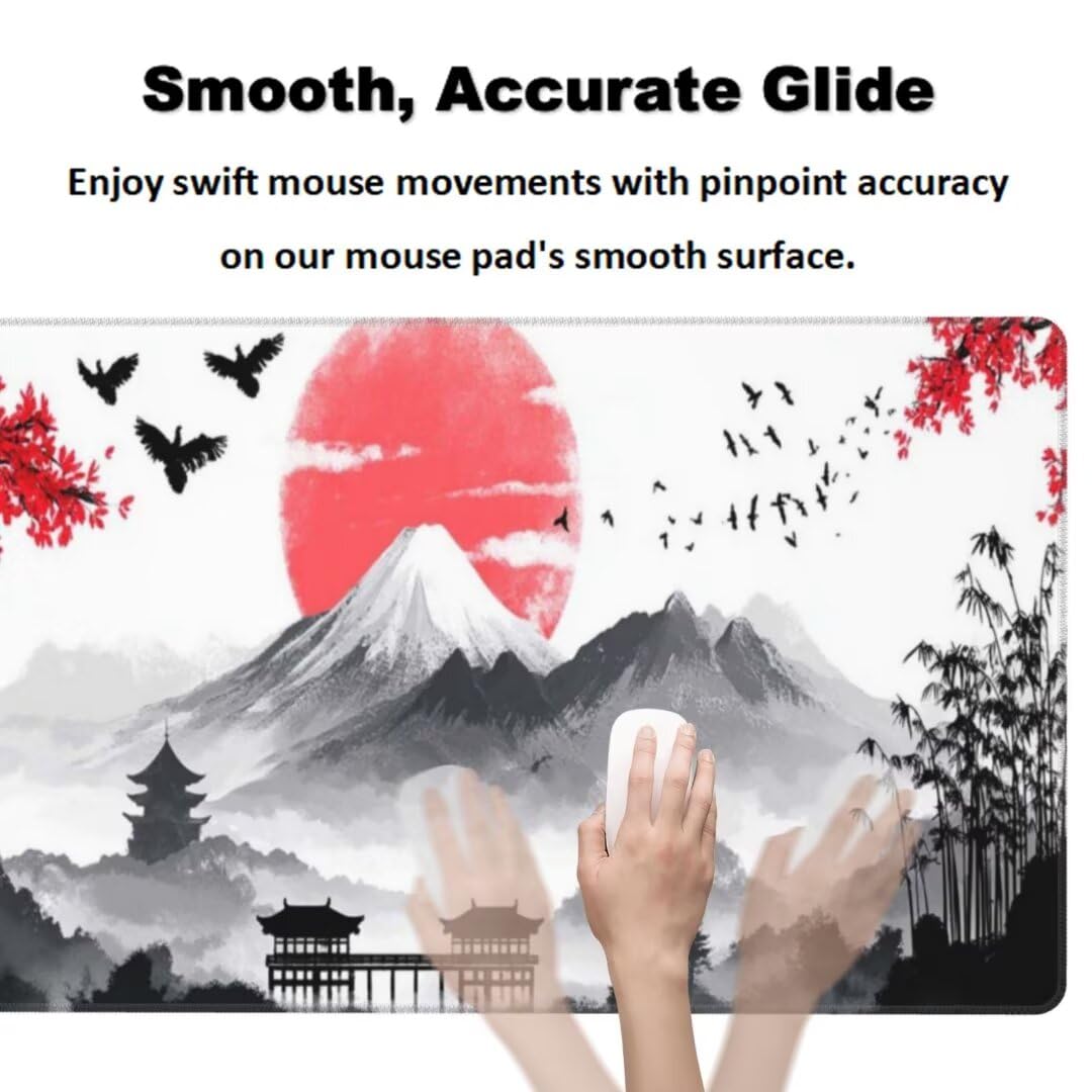Japanisch Mauspad 1600 x 800mm,Mousepad XXL Schreibtischunterlage Landschaft Mouse Pad,Wasserdicht und Rutschfest Gaming Mauspad,Verbessert Präzision,Gaming-Mauspads für Pc und Gaming Zubehör qw121