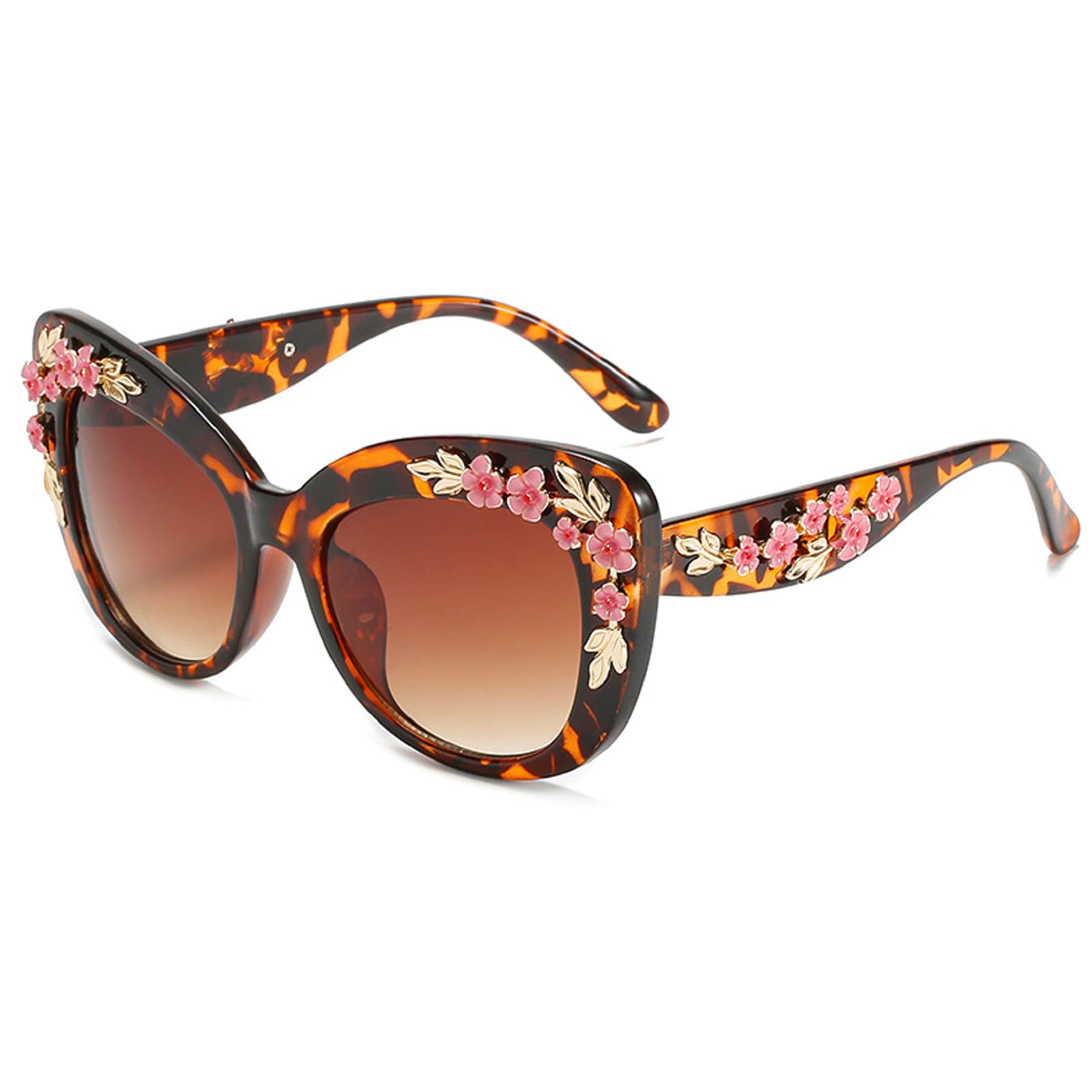 Oversized Cat Eye Sunglasses Women Luxury Summer Flower Eyewear Oversized Gradient Female Elegant Sun Glasses Shades