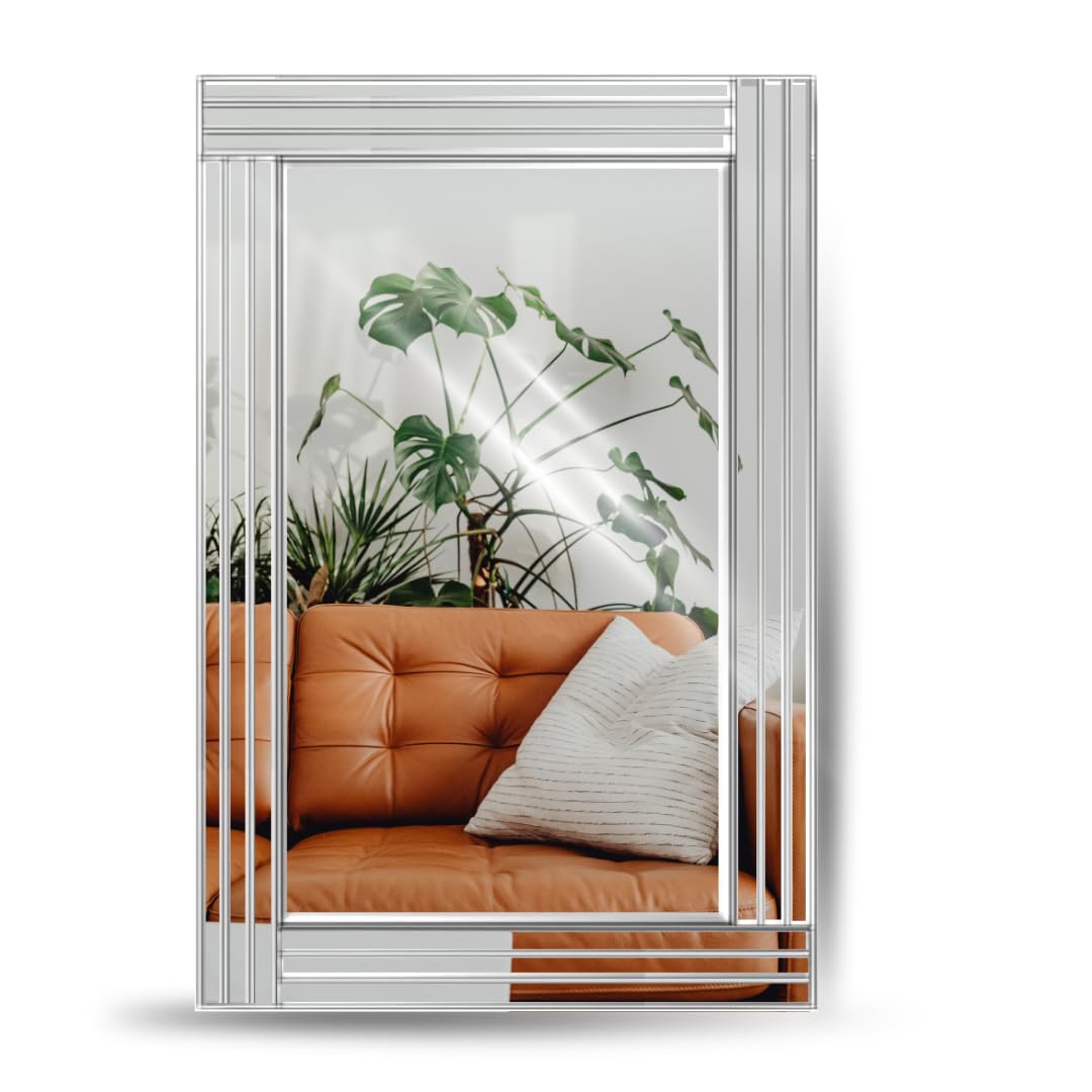 Trendi Large Frameless Wall Mirror 90cm x 60cm | Rectangular | Ideal for Living Room Decor, Dressing Room, and Bathroom