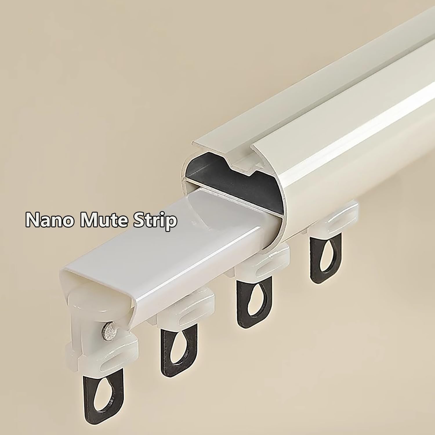 Runde Gardinenstange aus Aluminium Geräuschlose Vorhangstangen for Raumteiler Einfach Zu Installierende Vorhangstange 1-läufige Vorhangschiene Komplettset mit Zubehör(White,5m(16.4ft)) Küche, Haushalt & Wohnen
