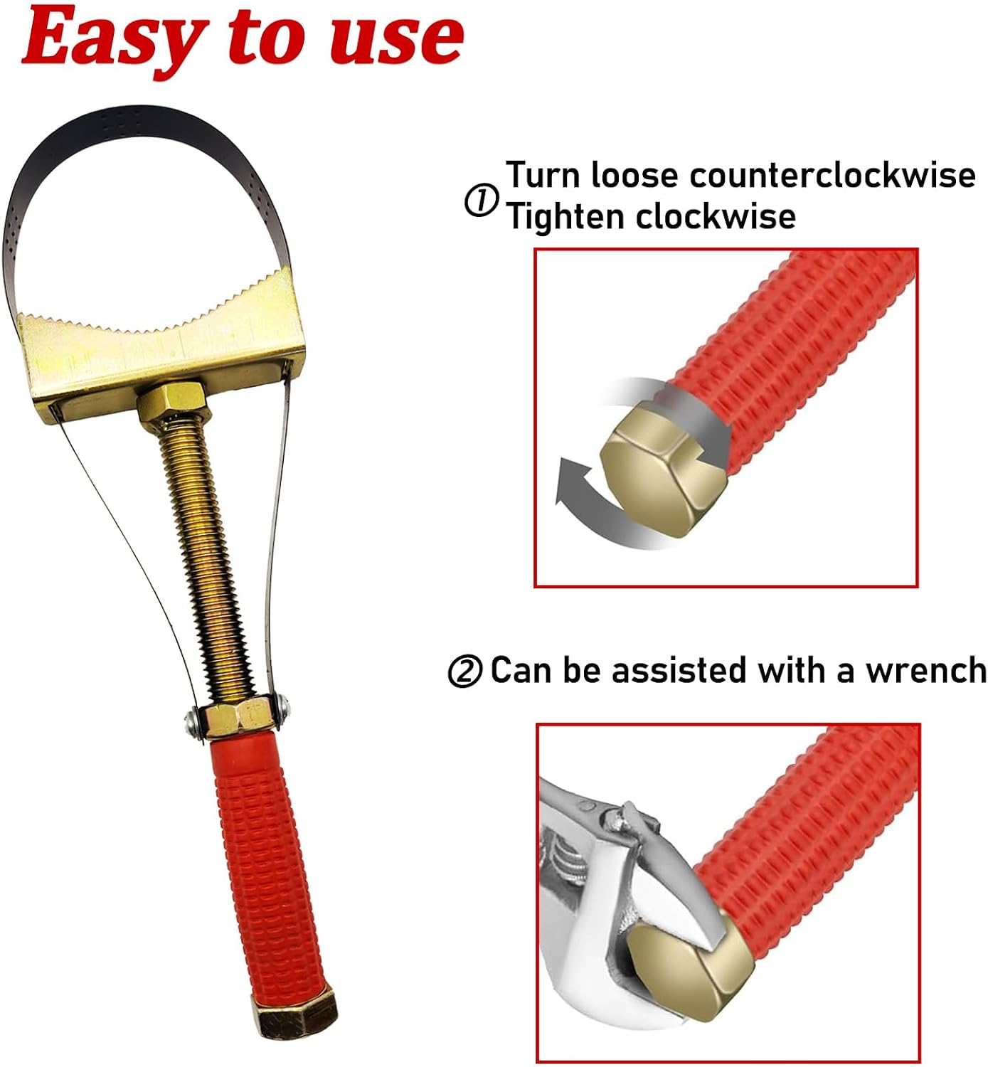 Heavy Oil Filter Wrenches, Adjustable Oil Filter Wrench Disassembly Tool, Adjustable Strap 9-15cm Diameter, Fits For Larger Vehicles,Large Truck/Large Tractor/Excavators Etc