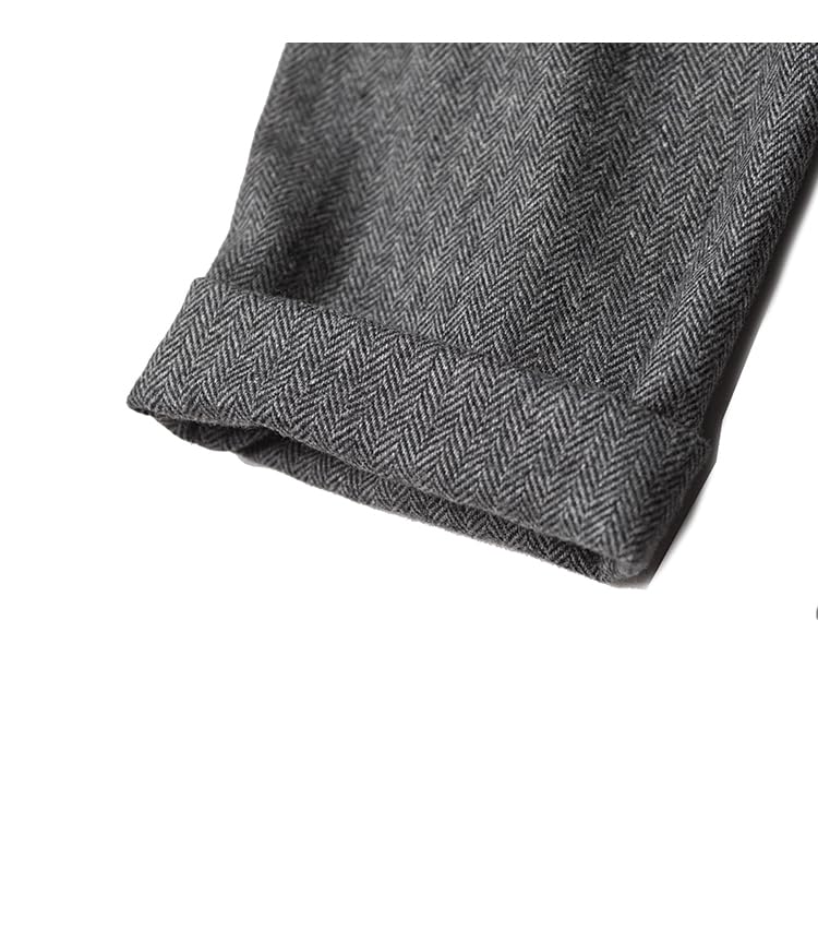 Men's Herringbone Pattern Trousers Slim Fit Retro Tweed Wool Dress Pants4