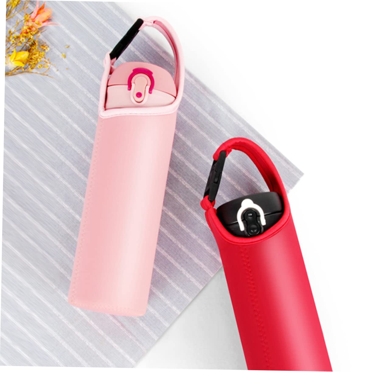 Happyyami Custodia Termica per Bottiglia Automatico Adesivi Cuore di Pesca Copertura Lucida Dell'orologio Astuccio Cucire Strass Portatori Trasportatore d'Acqua Portabevande Kit