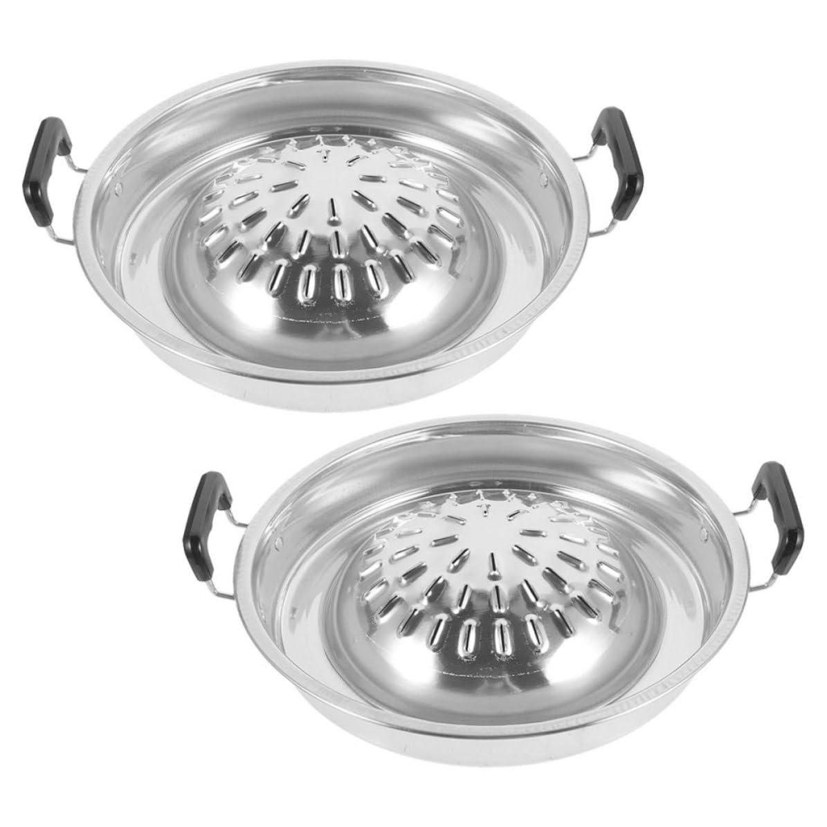 2 Piezas Bandeja para Parrilla Coreana Redonda de Aluminio
