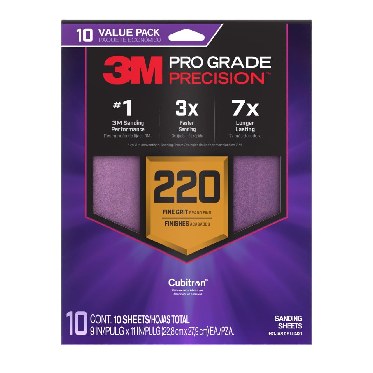 Feuilles abrasives de précision de qualité professionnelle 3M grain 220 antidérapant - 8
