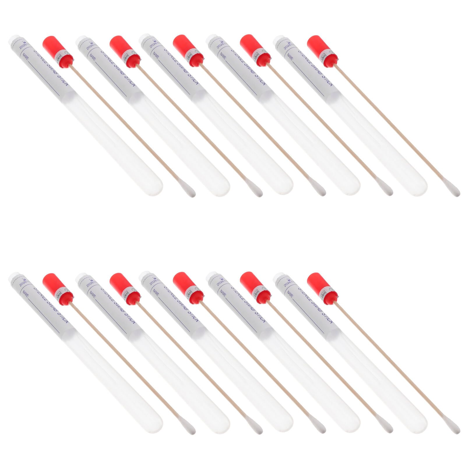 iplusmile Lot de 100 Écouvillon de Prélèvement Stérile 17,5cm, Bâtonnet Long en Bois et Coton à Usage Unique, Écouvillons Emballage Individuel pour Spécimen de Gorge, Test Médical et Laboratoire