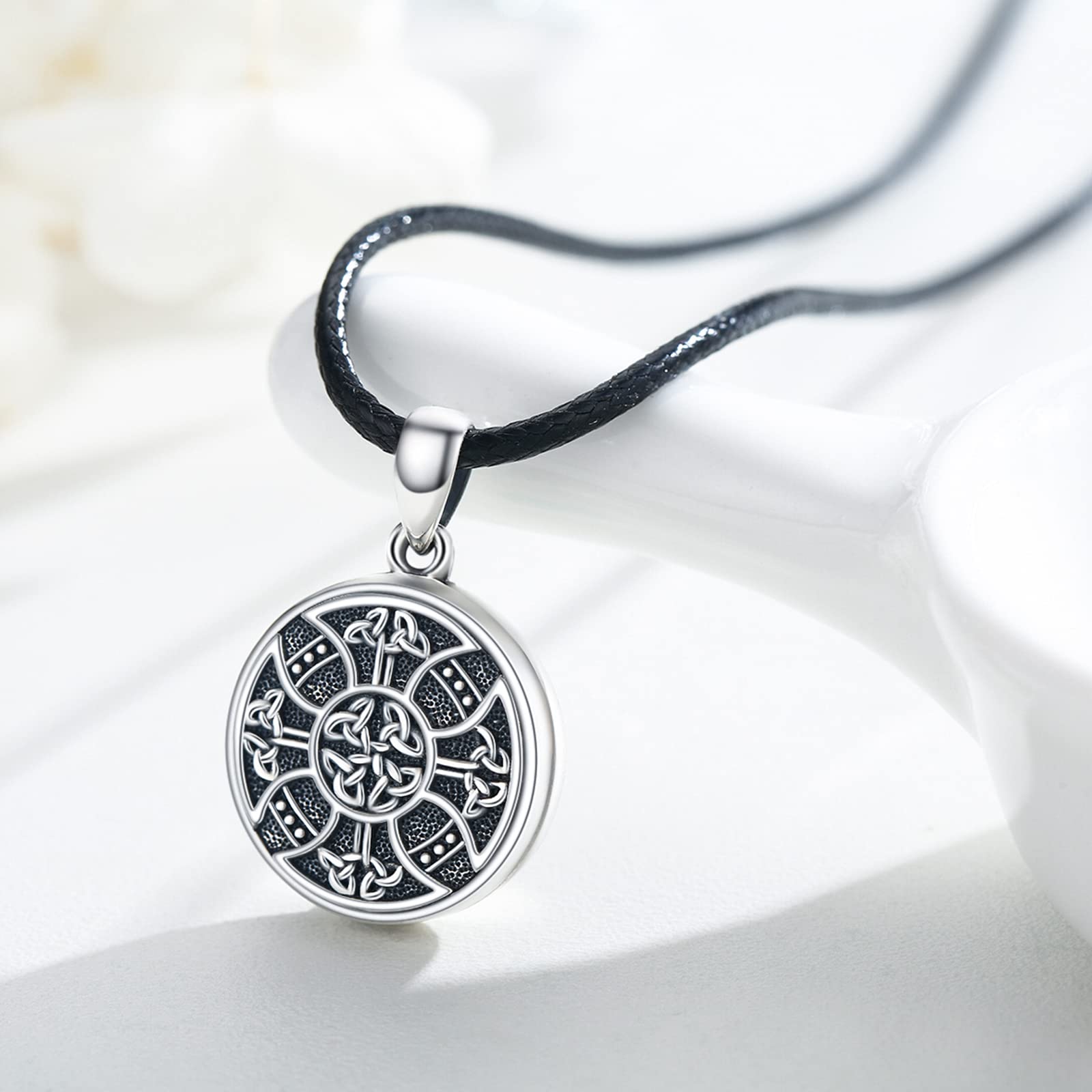 Collar con medallón de nudo celta de plata de ley 925, con cruz de plata de ley 925, medallón de fotos, collar celta que sostiene la imagen, colgante de joyería para mujeres, hombres, hijo, regalo