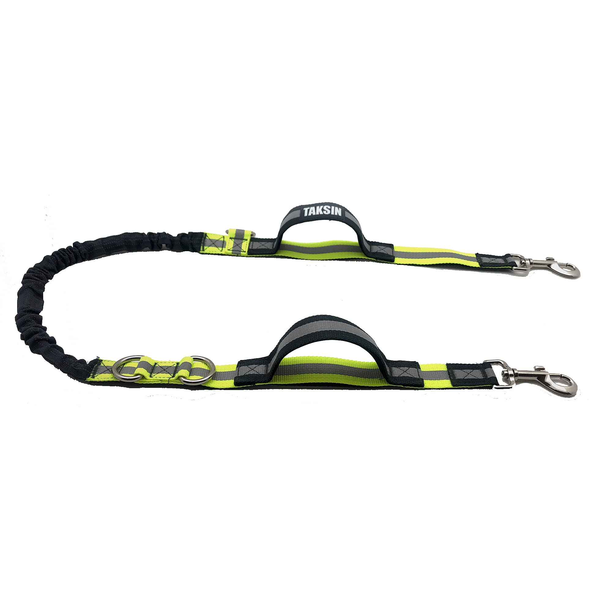 Additional Leash ONLY for TAKSIN The Ultimate Leash System, Super Reflective Leash W/Shock Absorbing Bungee & Two Padded Handles, 4FT Plus Stretch (Yellow, Leash Only)