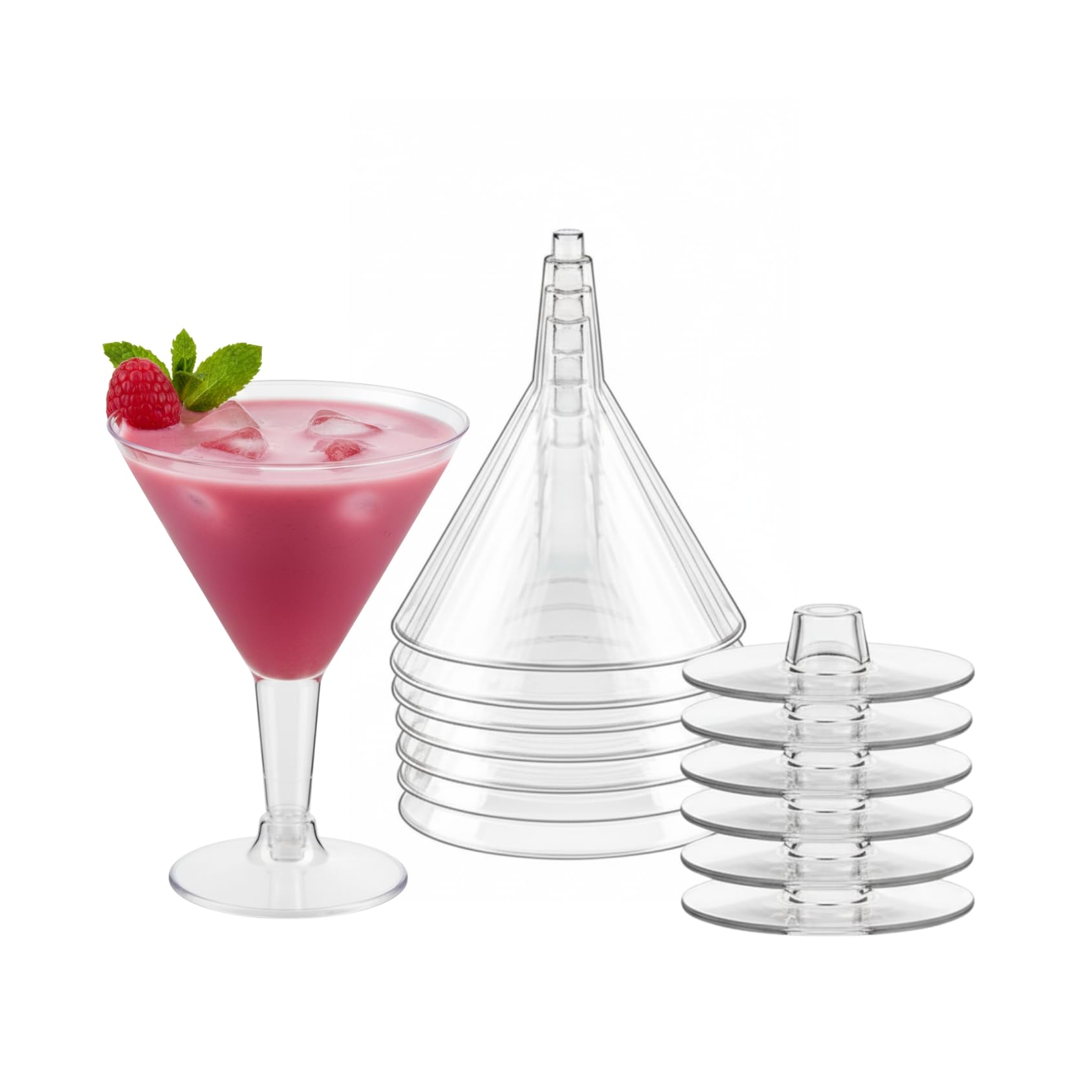 HOMESHOPA Clear Plastic Martini Cocktail Glasses, 6 Pack 200ml Serving Glass, Chip Resistant, Perfect for Home, Restaurants and Parties, Espresso Martinis, Prosecco, Champagne, Dishwasher Safe