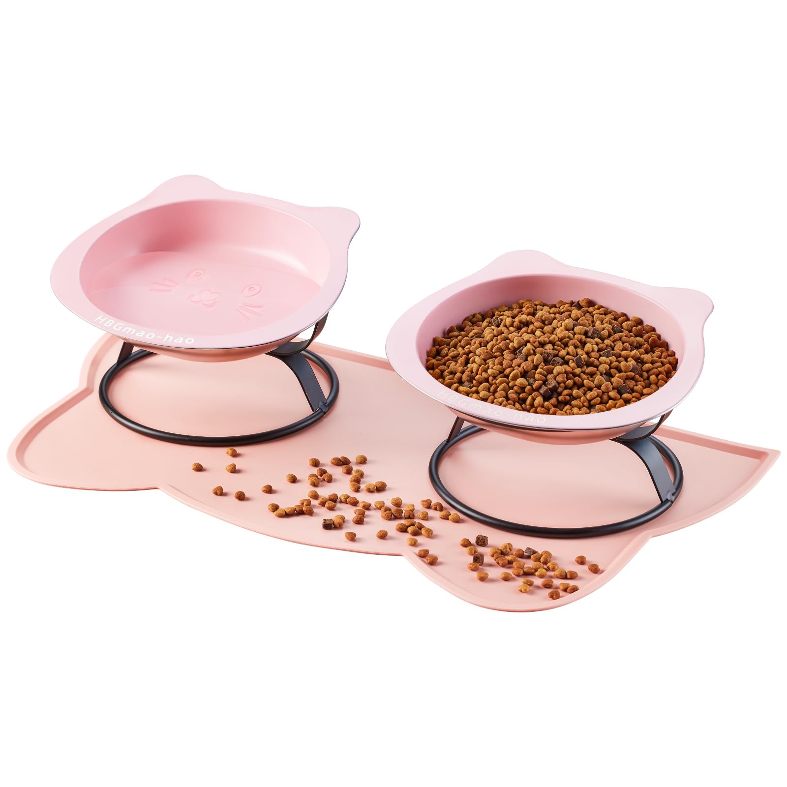 Gamelles pour chat inclinées 15° et surélevées avec tapis de sol
