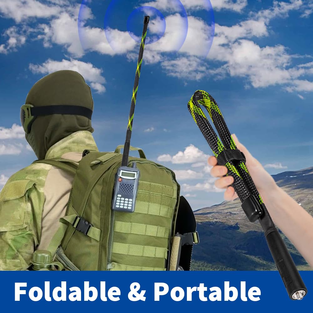 Bingfu Antenna VHF UHF Bibanda 136-460MHz Pieghevole 47.5cm SMA Femmina CS Tattico Camuffare per Baofeng UV-5R UV-82 BF-888S GT-3 BF-F8HP Wouxun HYT Radio a Due Vie Portatili