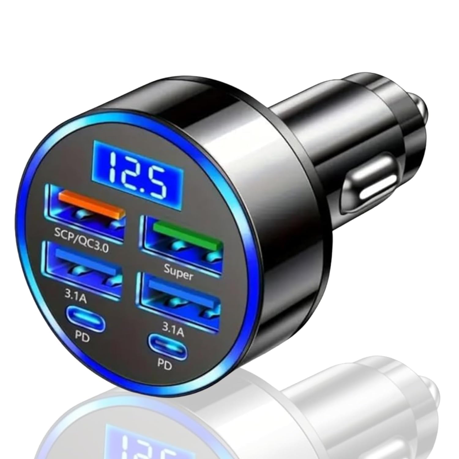 Car USB 6 in 1 Super Fast 30 Minute Car Charger for iPhone, Ipad, Samsung Super Fast Charging Multi Charge 3X Times Faster Roxley Device-image-35