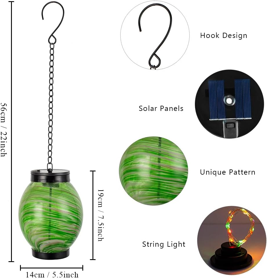 Color Changing Solar Lanterns Outdoor Waterproof Garden Decorative Lantern + YELENEW Colorful Solar Hot Air Balloon Lantern with Flame Flickering