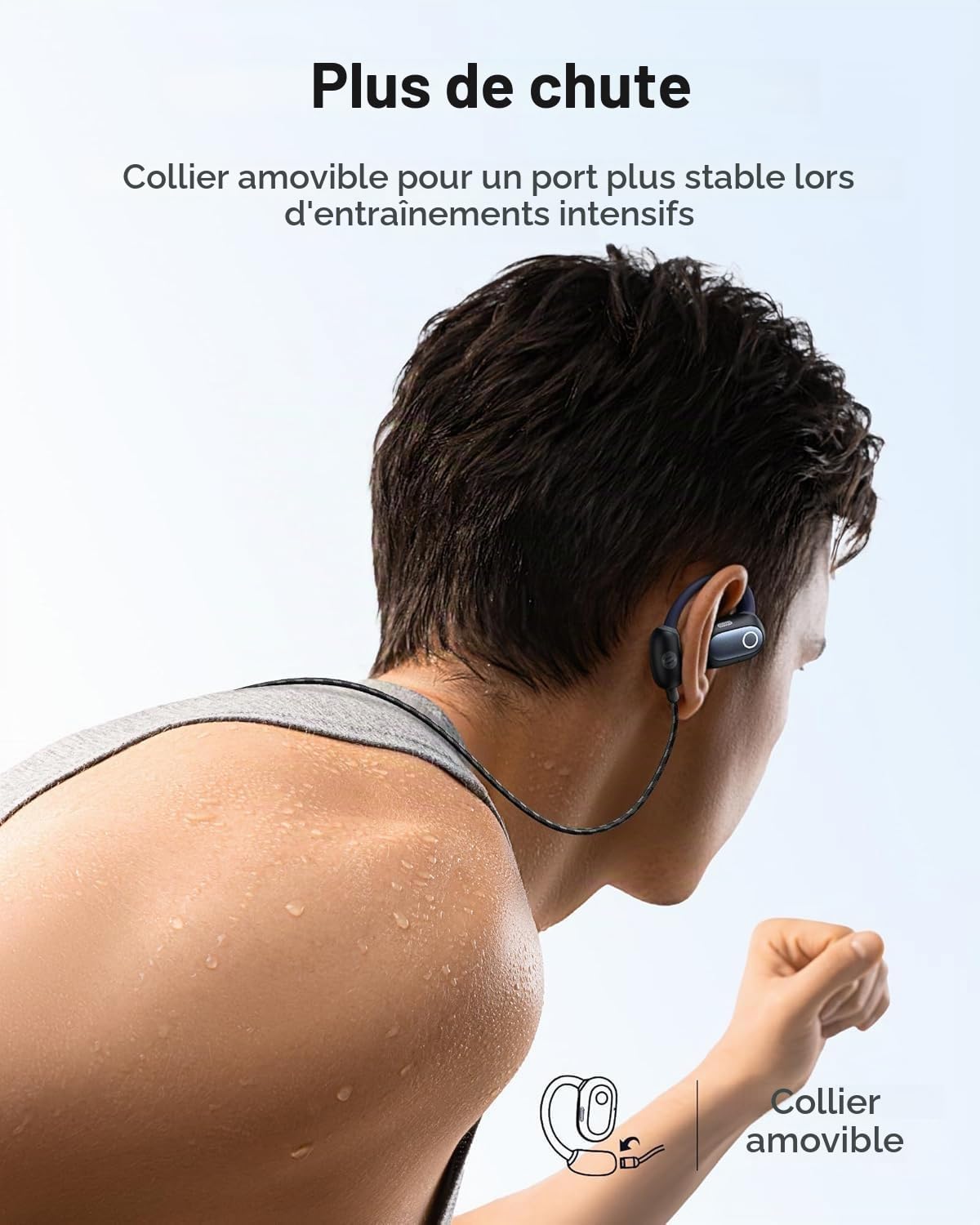 Baseus Eli Sport 1 Écouteurs Open Ear Bluetooth, Acoustique Directionnelle, Basses Puissantes, Ultra-légers, Résistants à l'eau IPX4, Microphones ENC, Bluetooth 5.3 pour la Course, l'entraînement