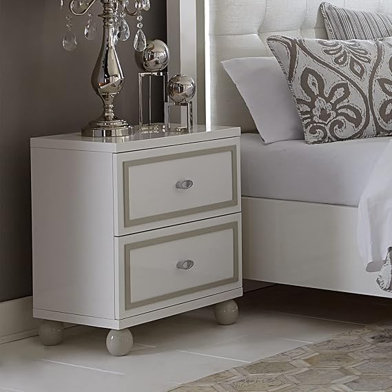 Michael Amini Sky Tower Nightstand, Cloud White