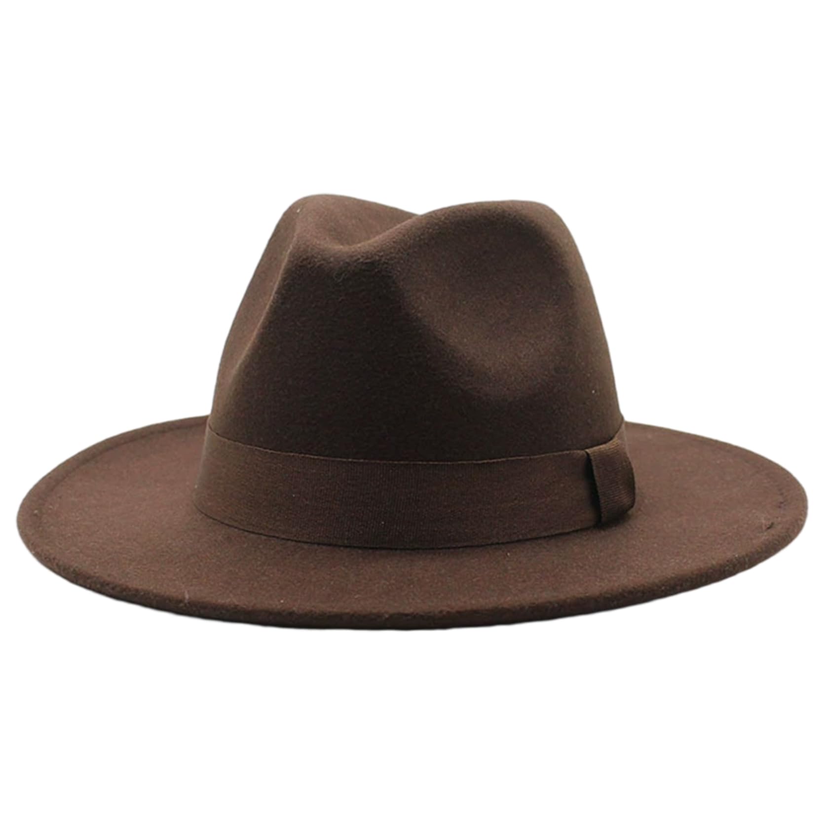 Hbbgdiy Wide Brim Fedora Hats for Men and Women Vintage Wool Felt Mens Dress Hat with Large Flat Brim Stylish Western Cap for Winter and Fall Dark Coffee Outfit Accessories