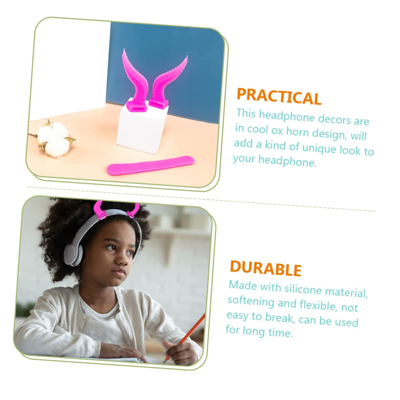 Angoily 5paia Decorazioni Horn Per Cuffie Silicone Accessori Per Headset Creativi e Divertenti Per Gaming e Feste Facili Da Installare e Compatibili Con La Maggior Parte Delle Cuffie Neon