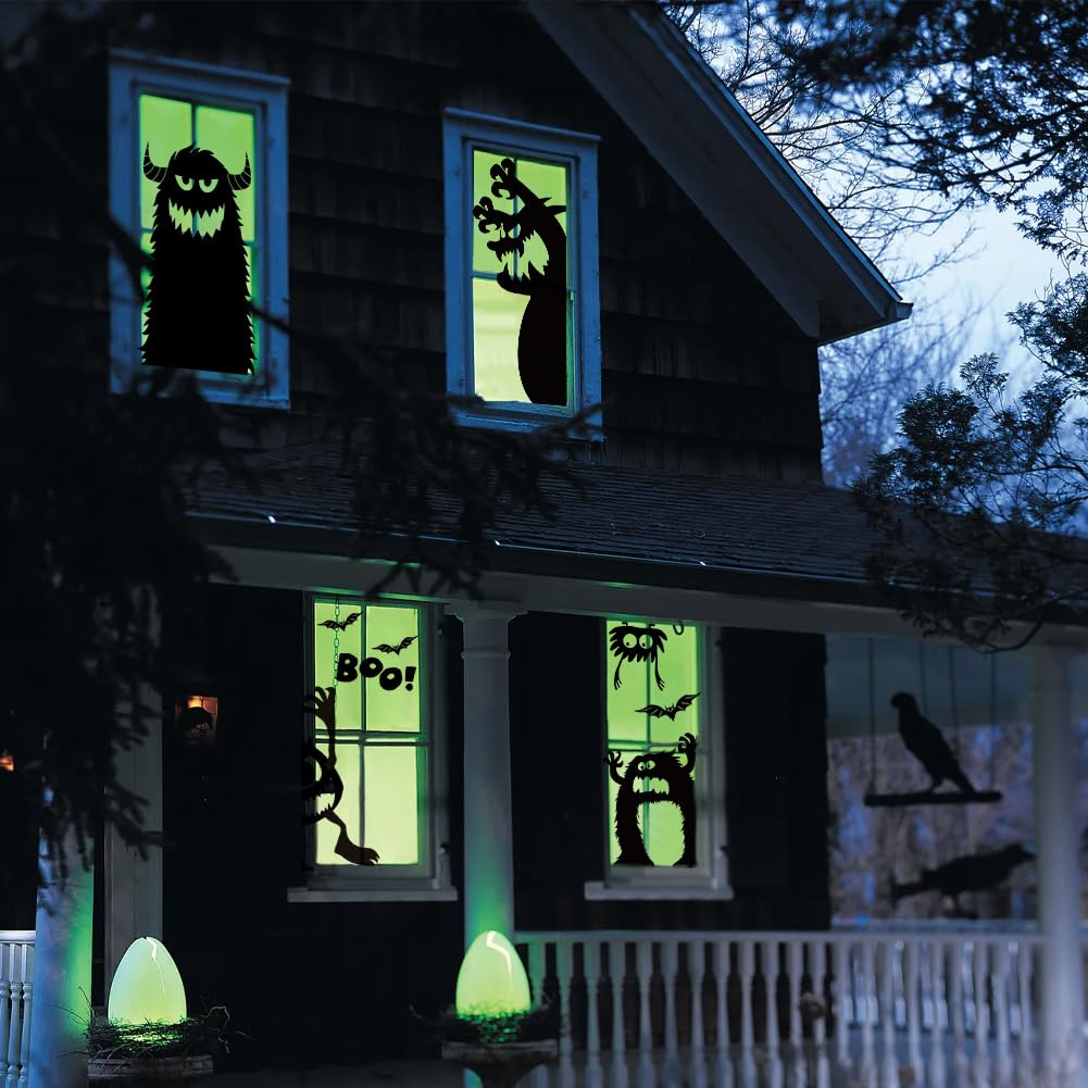 ZMCINER Large Halloween Window Clings Decorations, Scary Monster Silhouette Giant Stickers for Window