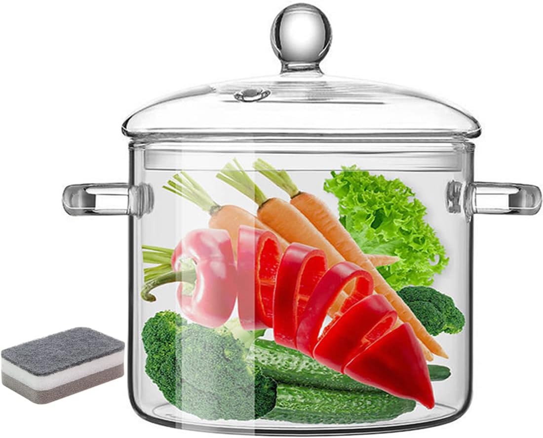 Glass Pots for Cooking on Stove, 1.9L/64 Oz HeatResistant