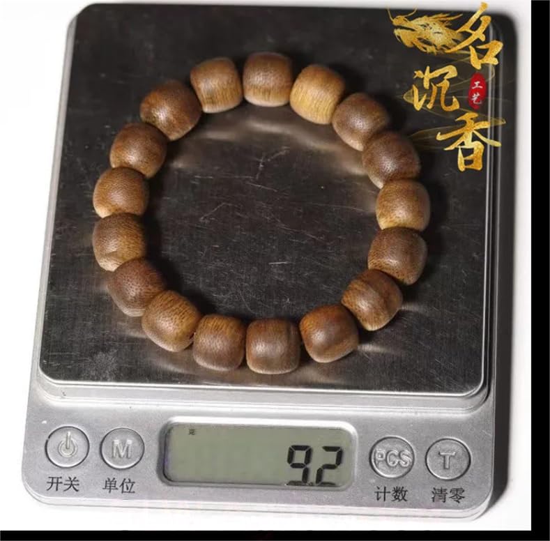 WZGWDC Pulseras de Madera de agar de 12 mm, oración Budista, Cuentas de Madera de agar Mala