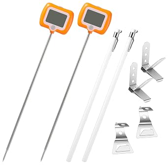 2 Pcs Digital Candy Thermometer with Pot Clip, Instant Read Thermometer | Kitchen Supplies for Cooking, Baking, Frying, Oil, Sugar, Turkey, Candle Making, Long Probe Rotatable Display