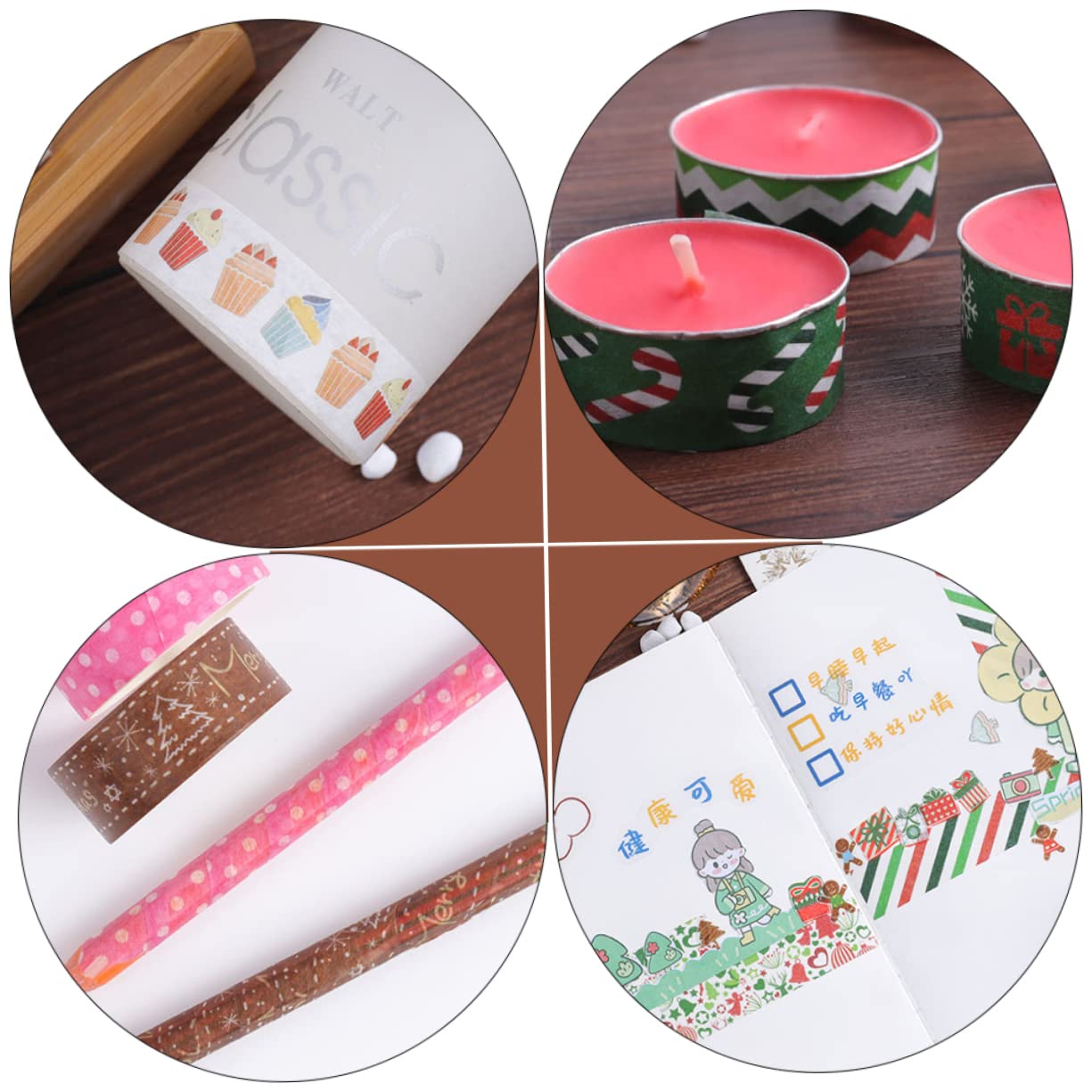 EXCEART 72rollos Cintas Washi Navideñas Decorativas Adhesivas para Manualidades Scrapbooking y Decoración De Creatividad para Hogar Navidad