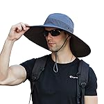 Leotruny Super Wide Brim Bucket Hat UPF50+ Waterproof Sun Hat for Fishing Hiking Camping (C05-Gray)
